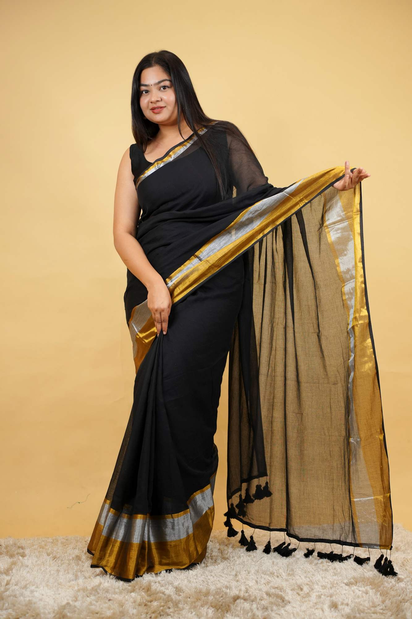 For the Woman Who Doesn’t Need Loud To Be Noticed - Mul Mul Cotton With Handloom Border Ready To Wear Saree