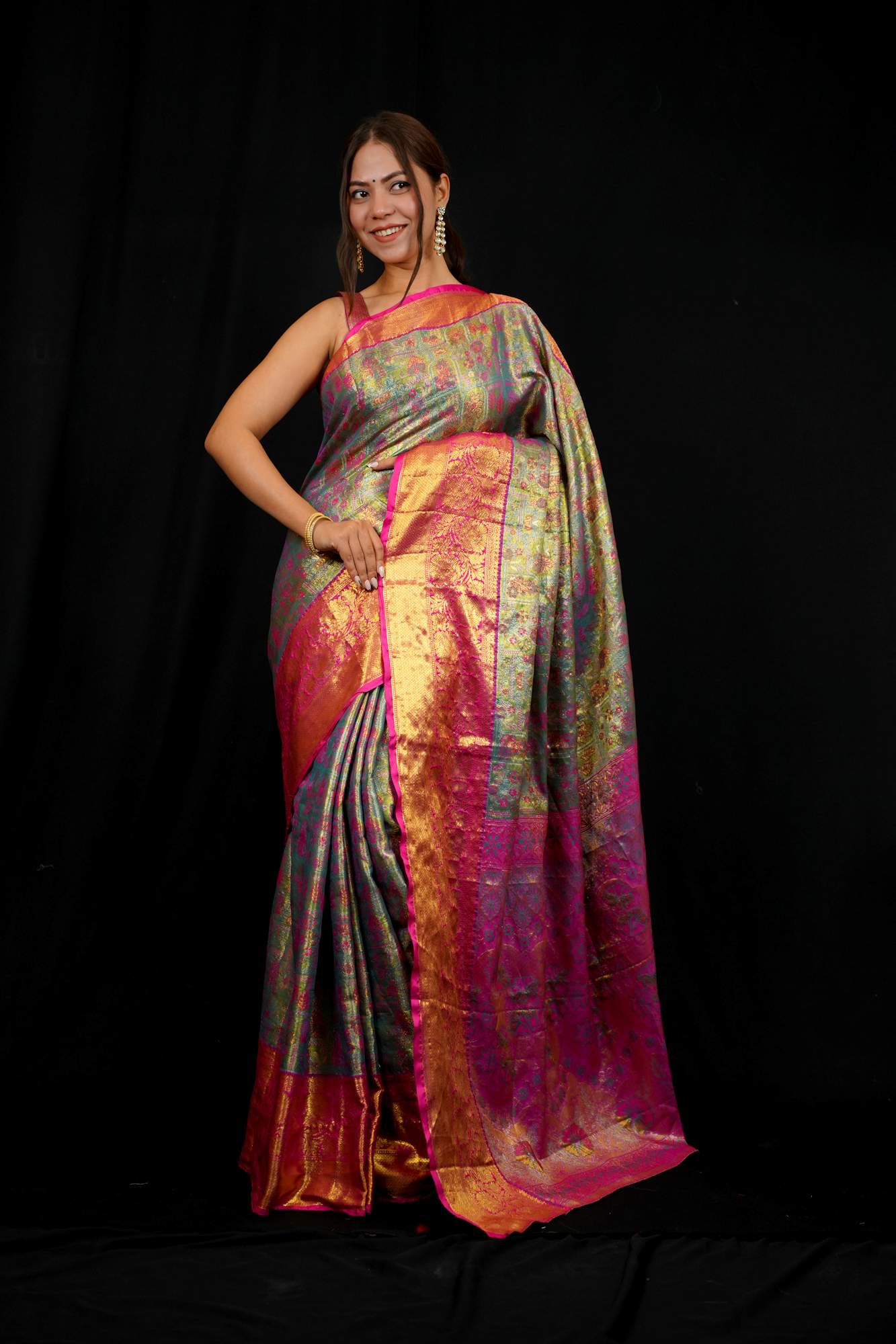 Heritage Kanjivaram Craft Meets Vibrant Patola Grandeur - Ready to wear saree