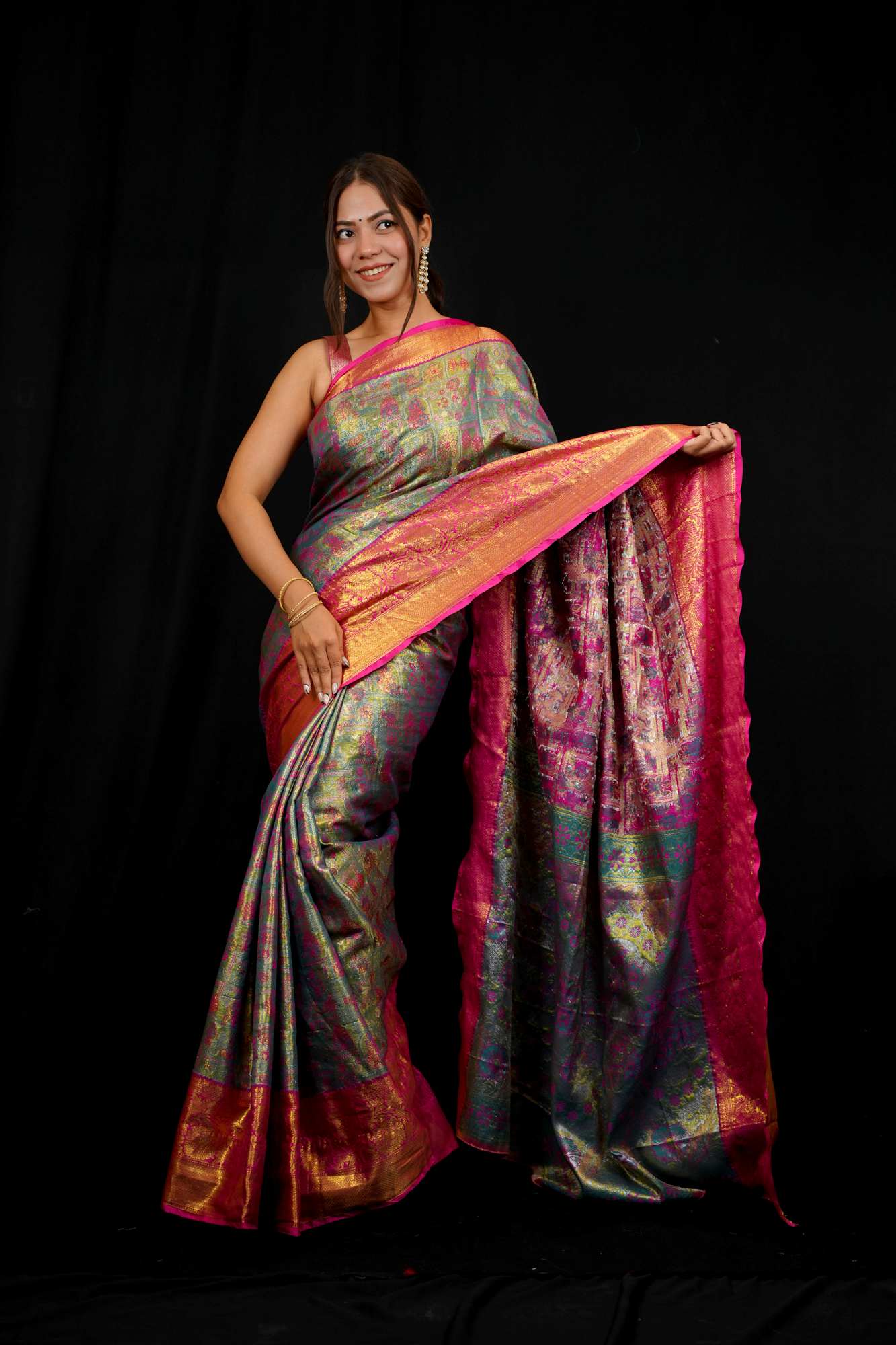 Heritage Kanjivaram Craft Meets Vibrant Patola Grandeur - Ready to wear saree