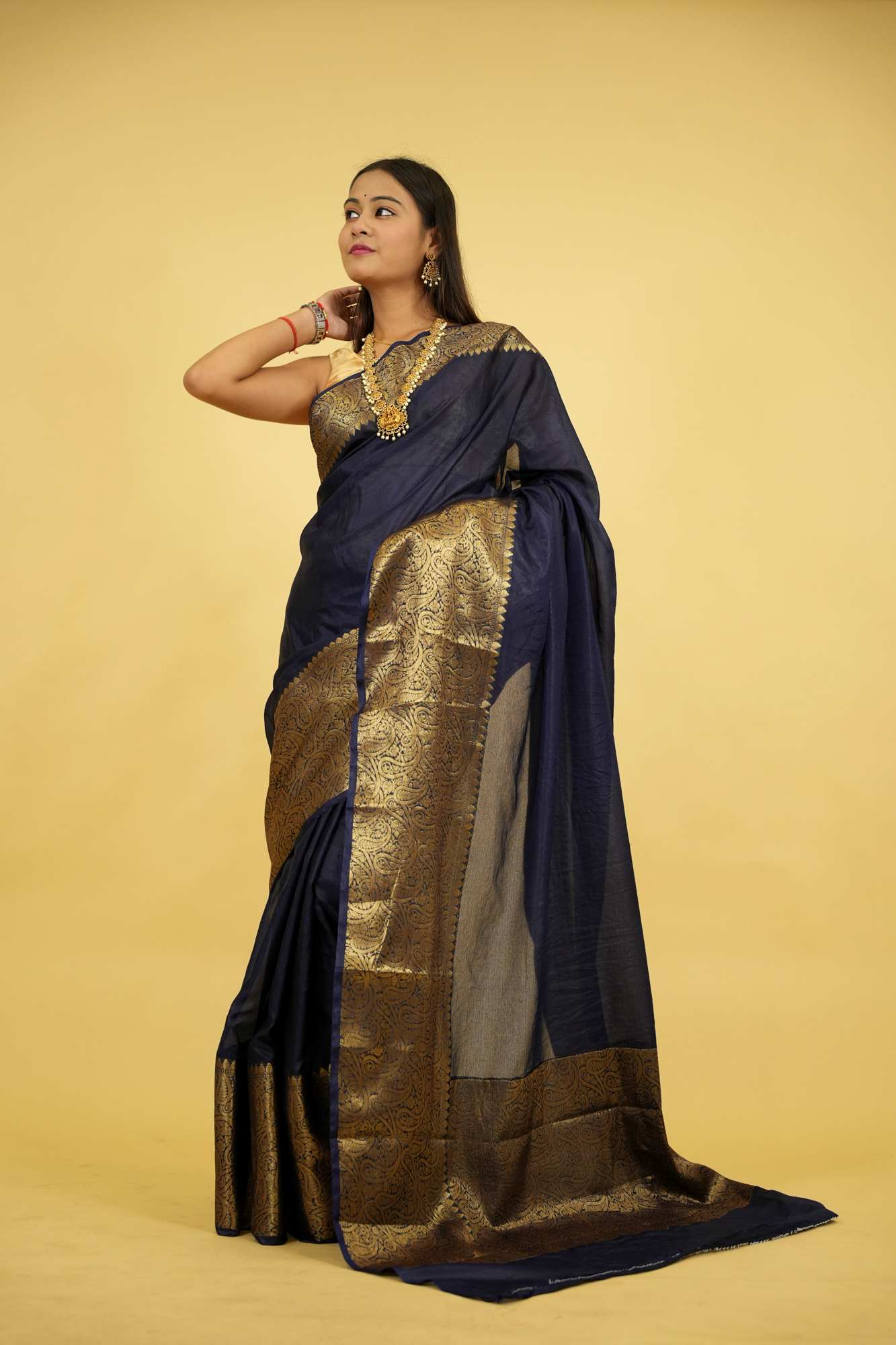 Banarasi Warm Silk with Plain Body & Heavy zari Border Ready To Wear Saree