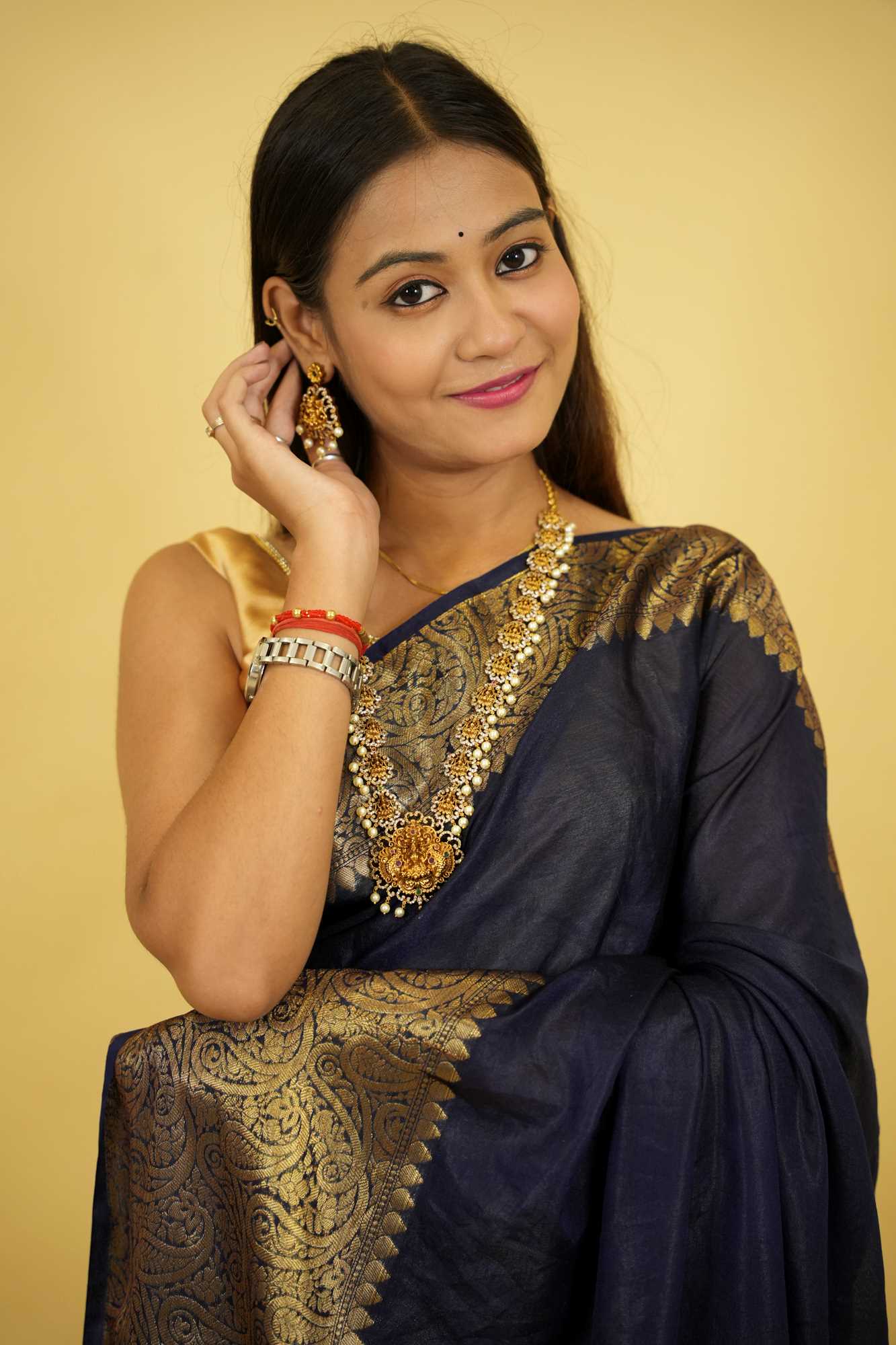 Banarasi Warm Silk with Plain Body & Heavy zari Border Ready To Wear Saree