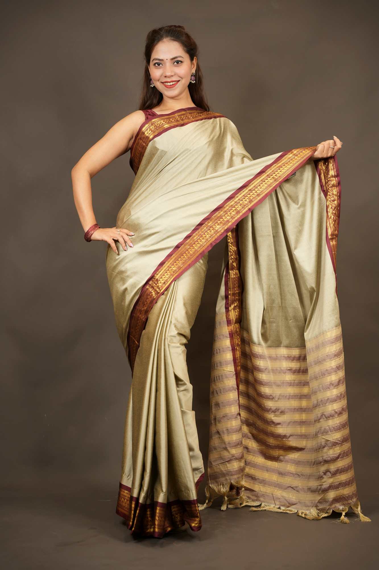 Narayanpet Border South Silk Ready To Wear Saree