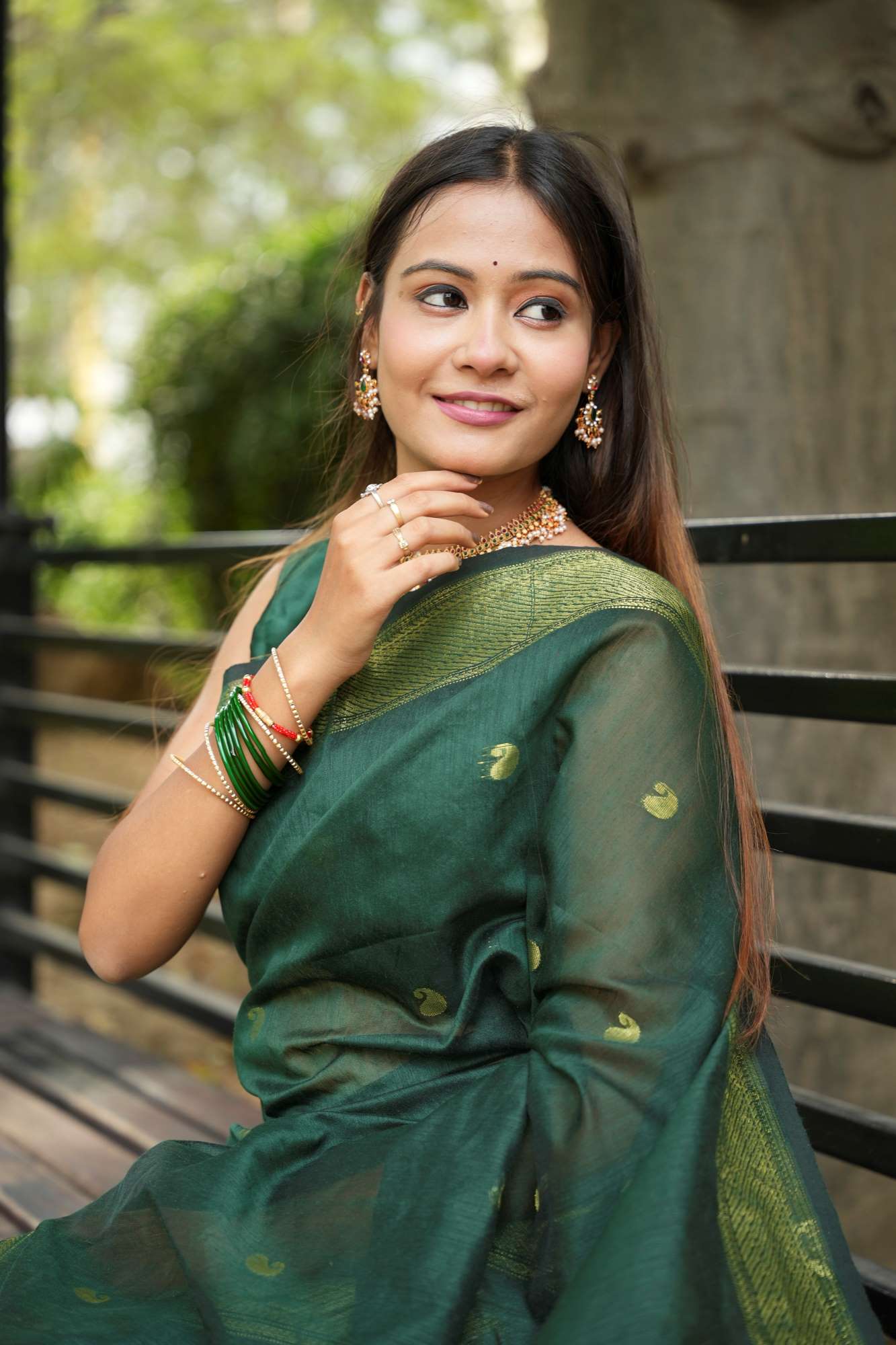 Maheshwari cotton silk with Zari Butta ready to wear saree