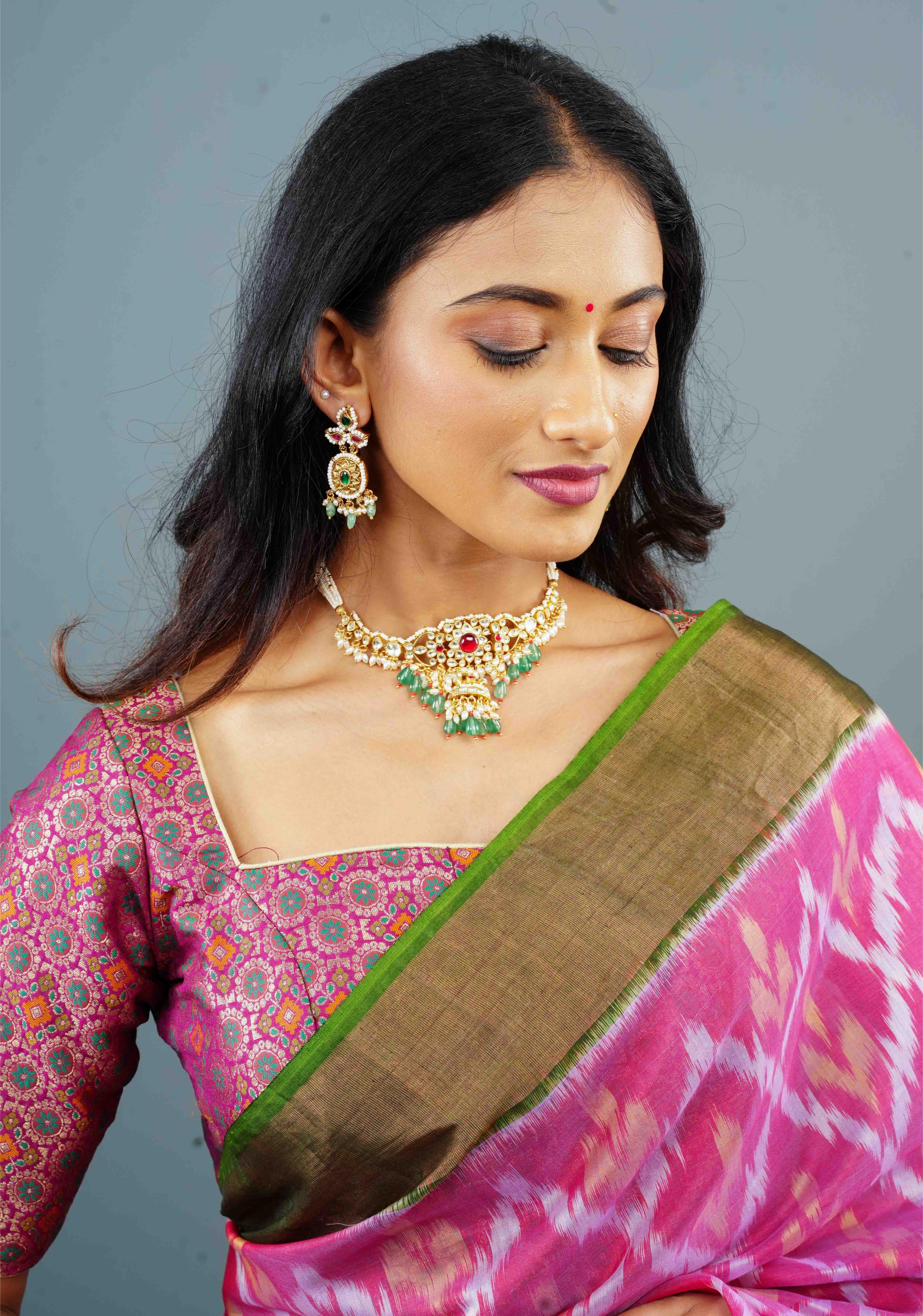 kundan necklace set with dangling pearl | Shobitam Jewelry