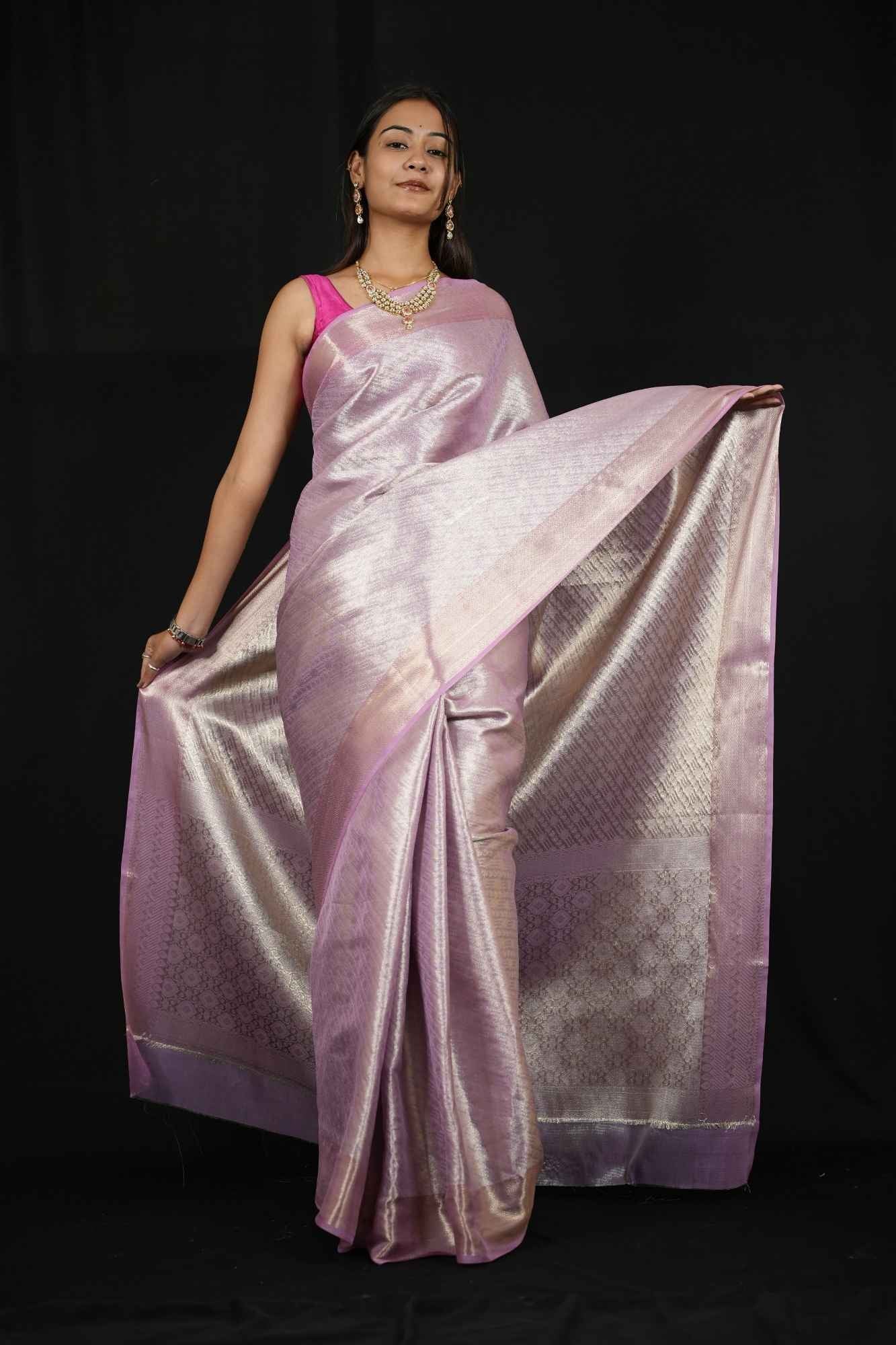 Banarasi soft tissue silk saree with a woven design & vibrant motifs inspired by traditional art and mythology Wrap in 1 Minute Saree