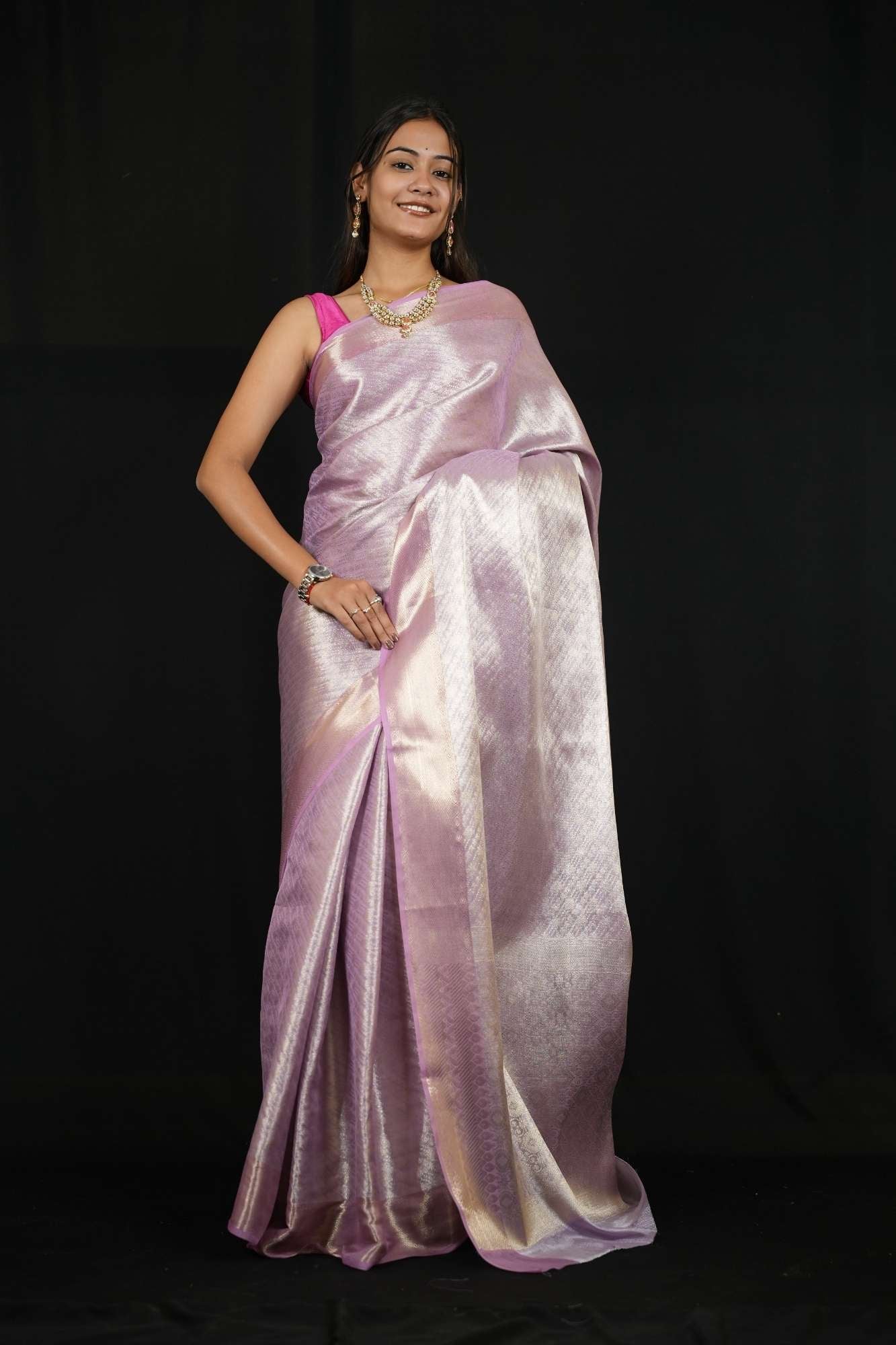 Banarasi soft tissue silk saree with a woven design & vibrant motifs inspired by traditional art and mythology Wrap in 1 Minute Saree