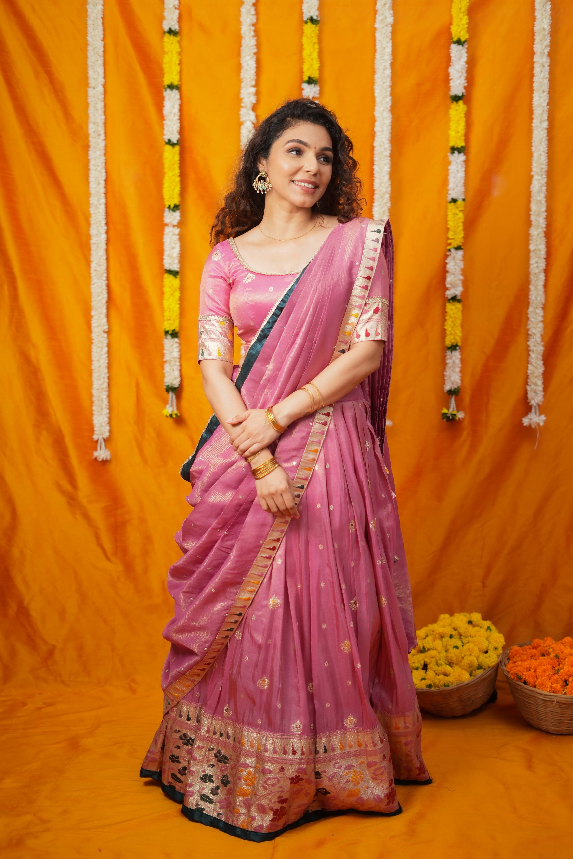 Maithiri Pink Half Saree Set | Made To Order | Shobitam