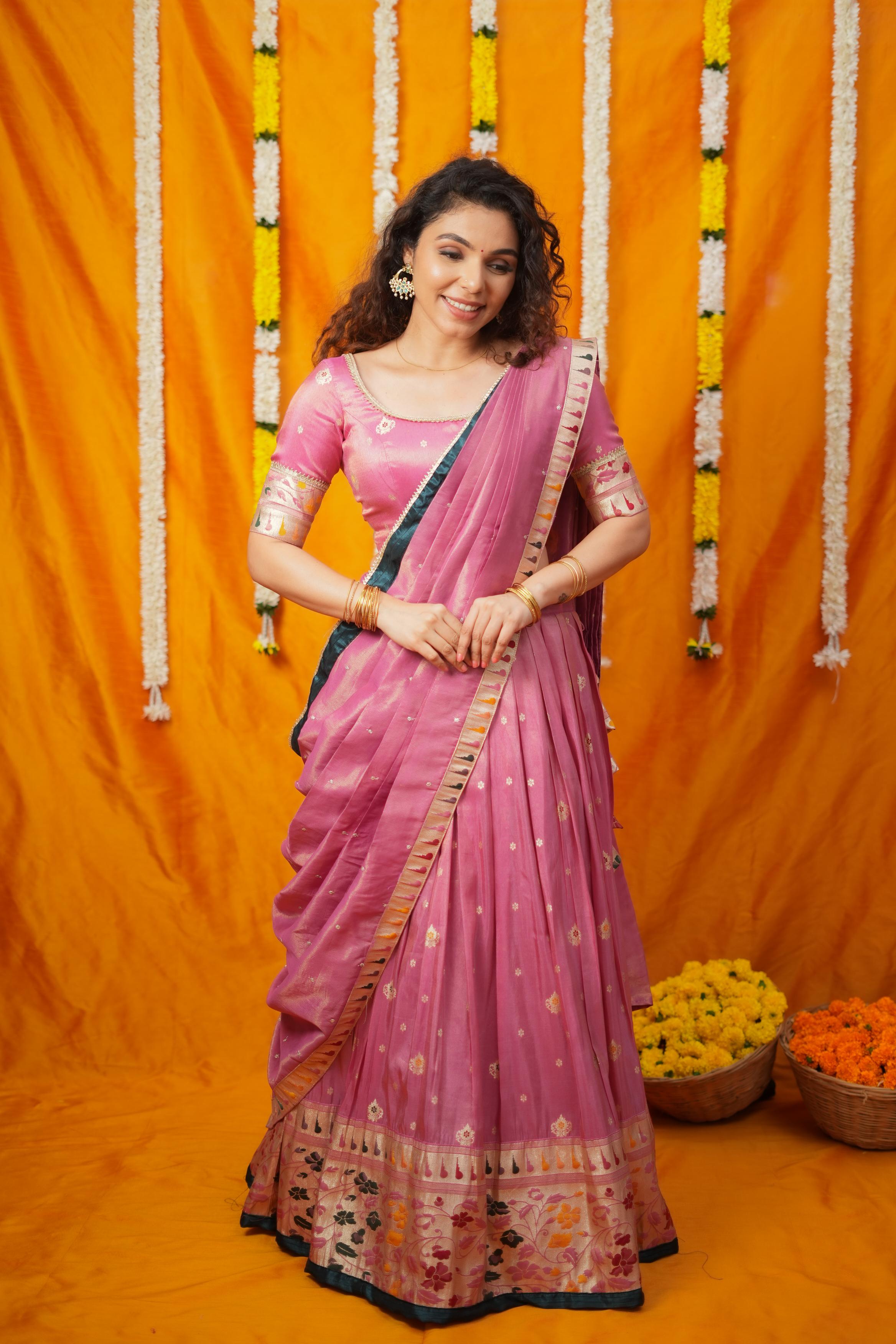Maithiri Pink Half Saree Set | Made To Order | Shobitam