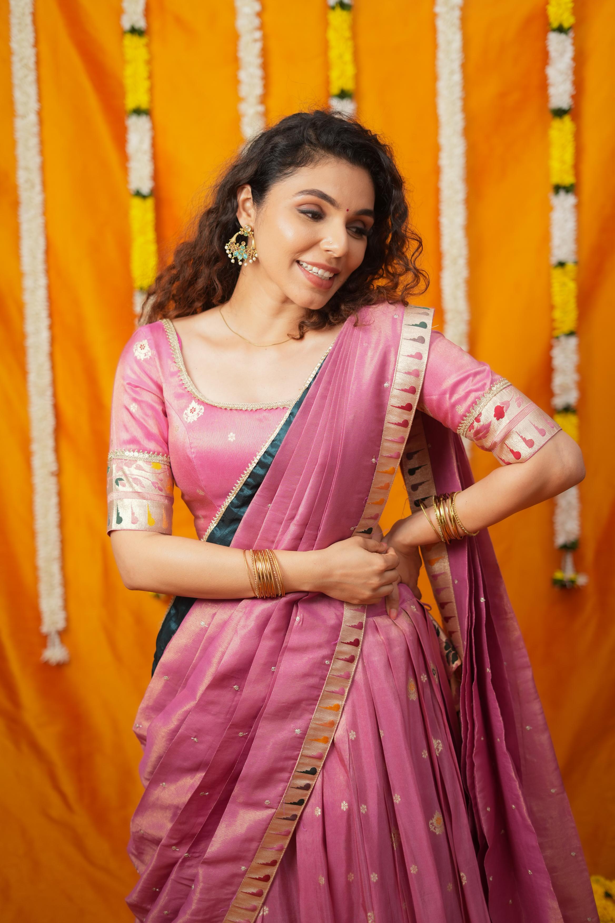 Maithiri Pink Half Saree Set | Made To Order | Shobitam