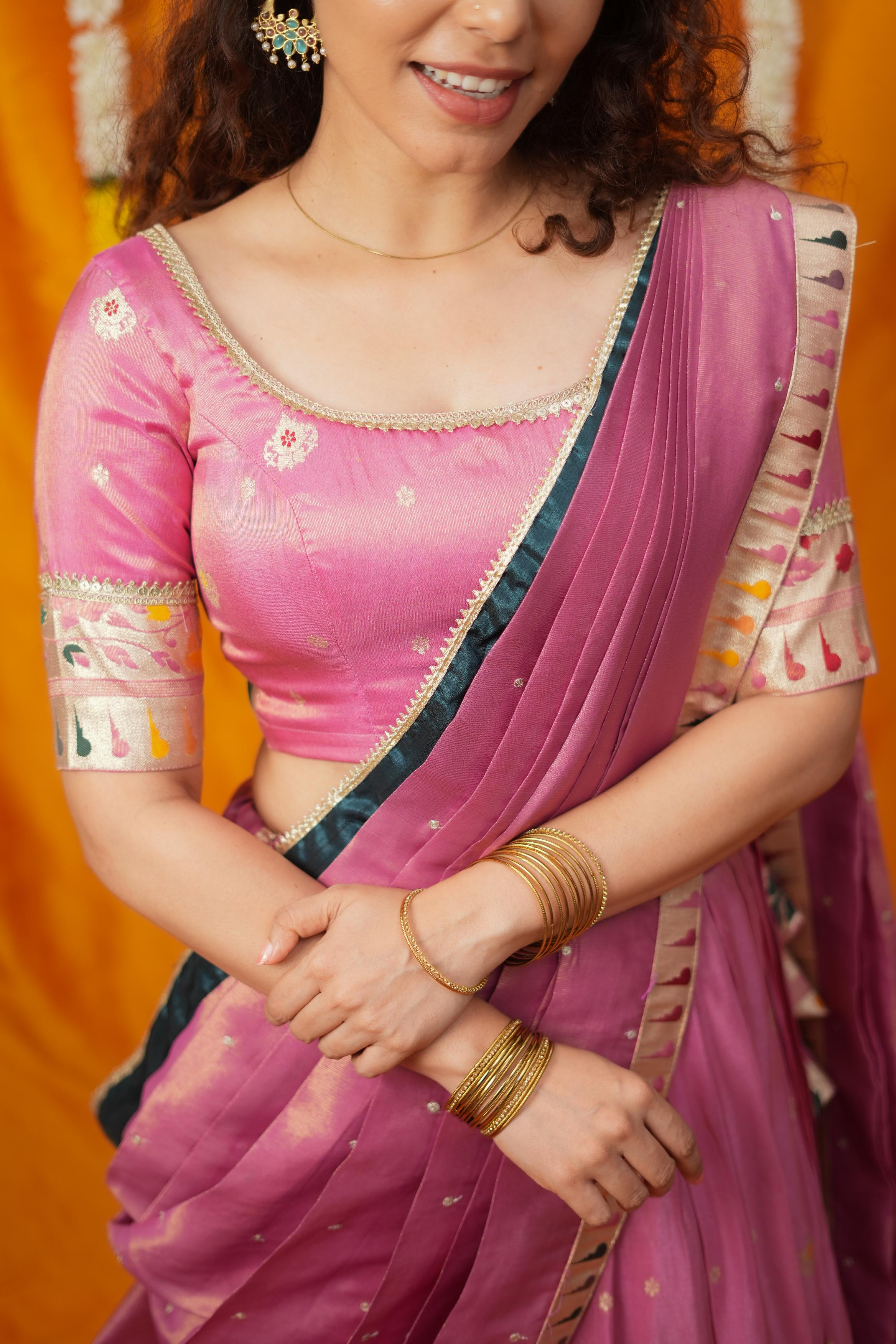 Maithiri Pink Half Saree Set | Made To Order | Shobitam