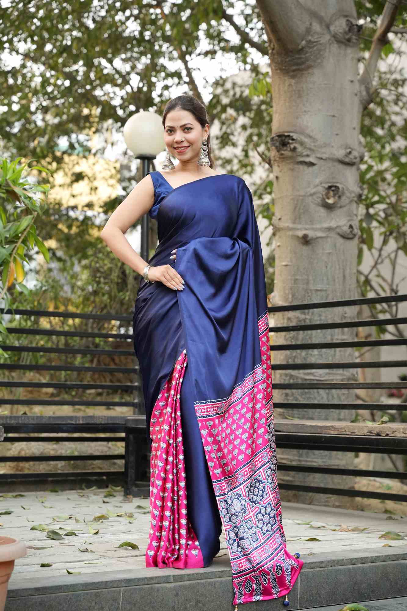 Half and Half Soft Crepe Satin Silk Ready-to-Wear Saree