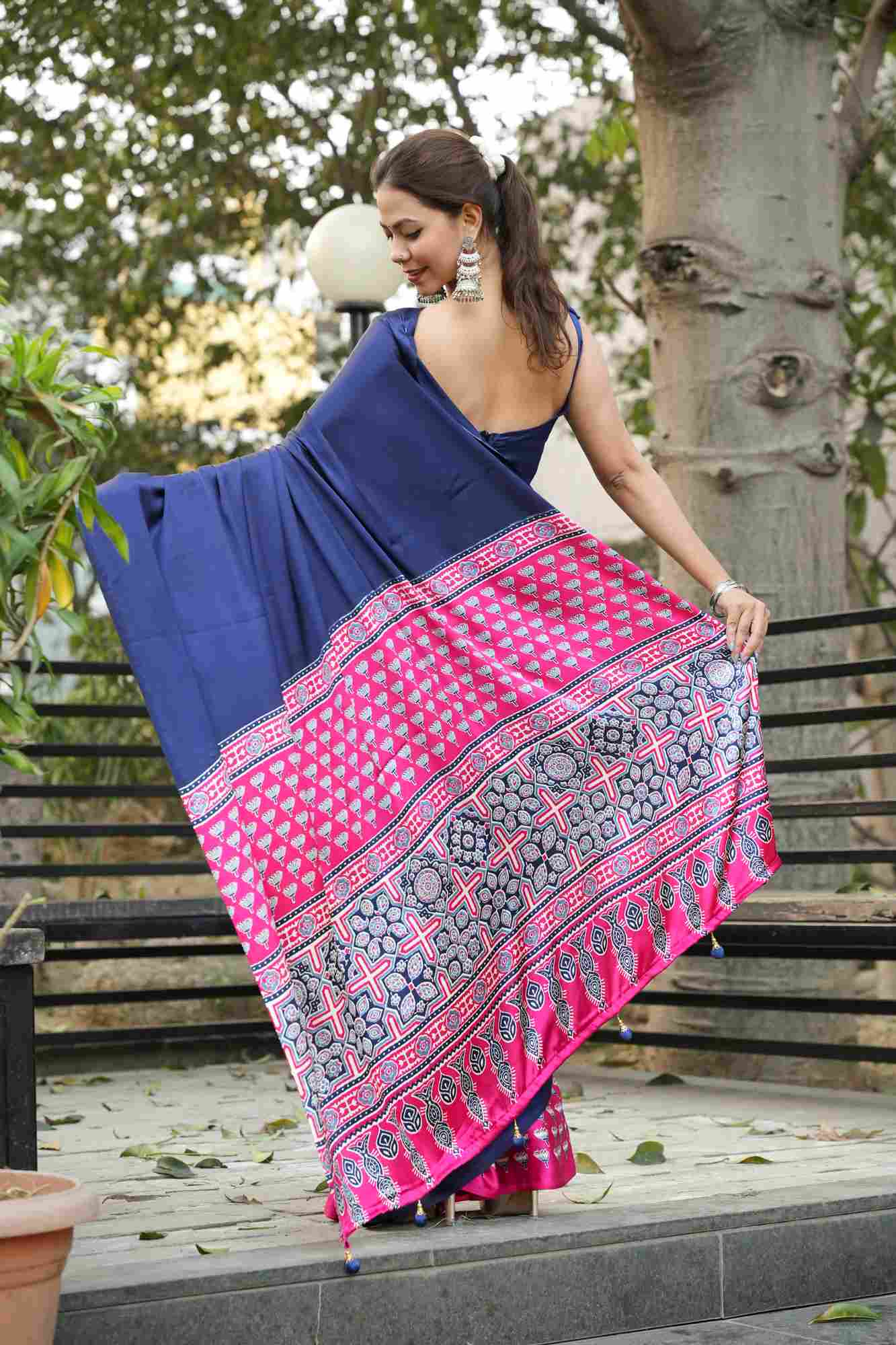 Half and Half Soft Crepe Satin Silk Ready-to-Wear Saree