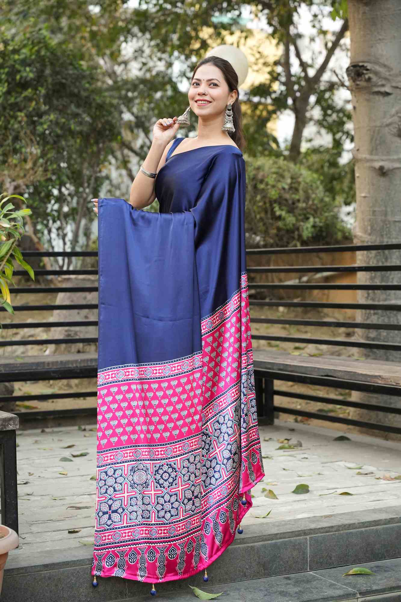 Half and Half Soft Crepe Satin Silk Ready-to-Wear Saree