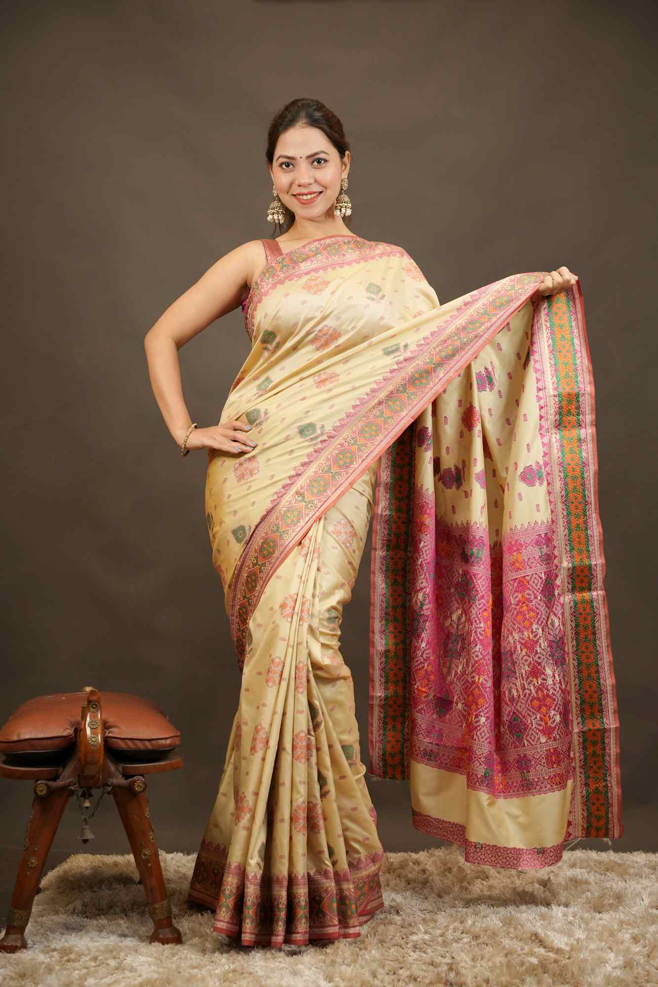 Bengal silk with meenakari weave Ready-to-Wear Saree