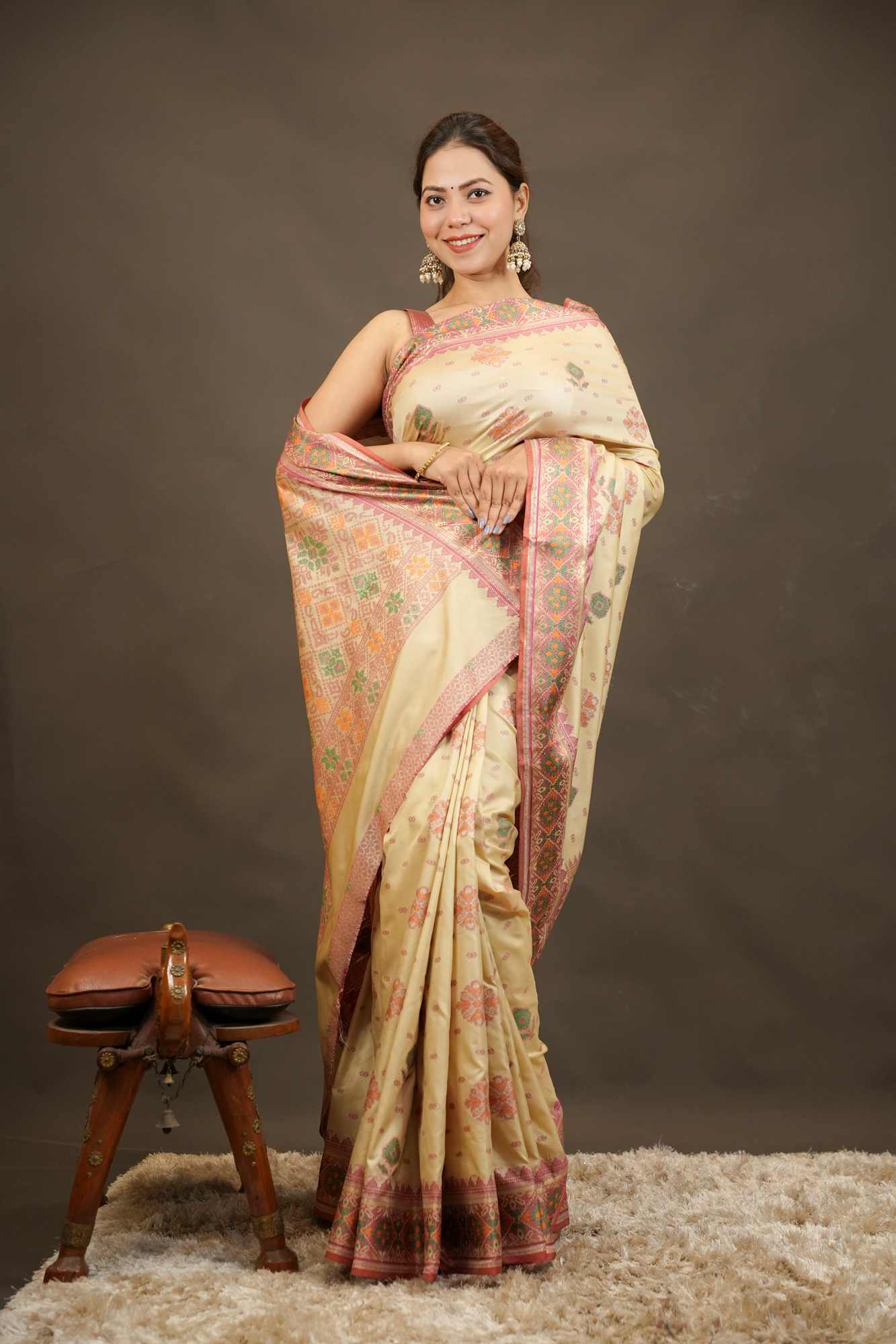 Bengal silk with meenakari weave Ready-to-Wear Saree