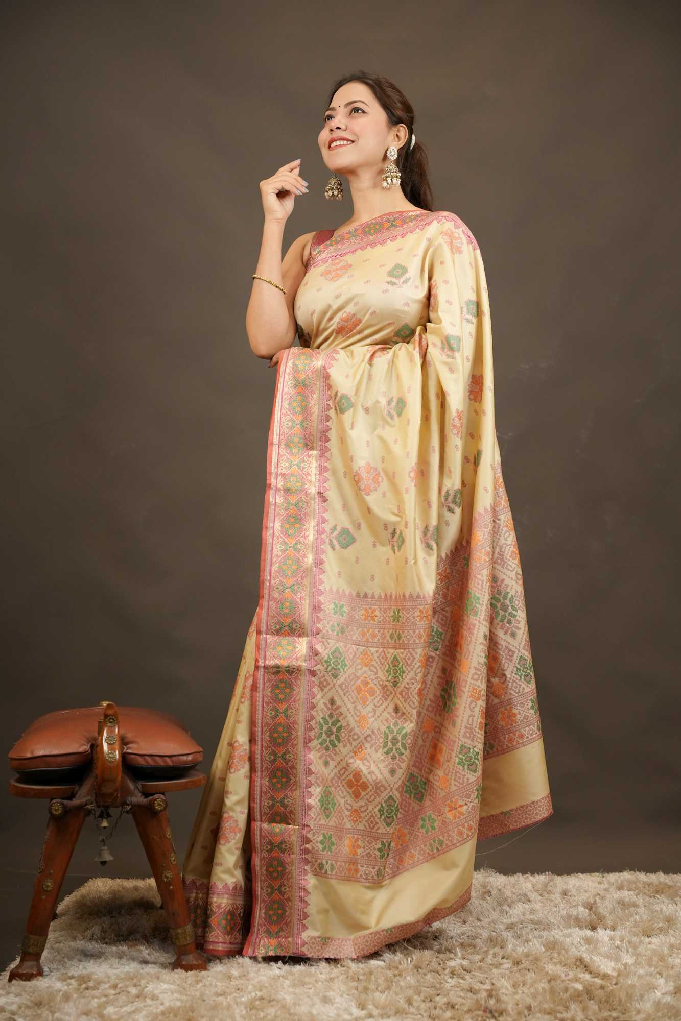 Bengal silk with meenakari weave Ready-to-Wear Saree