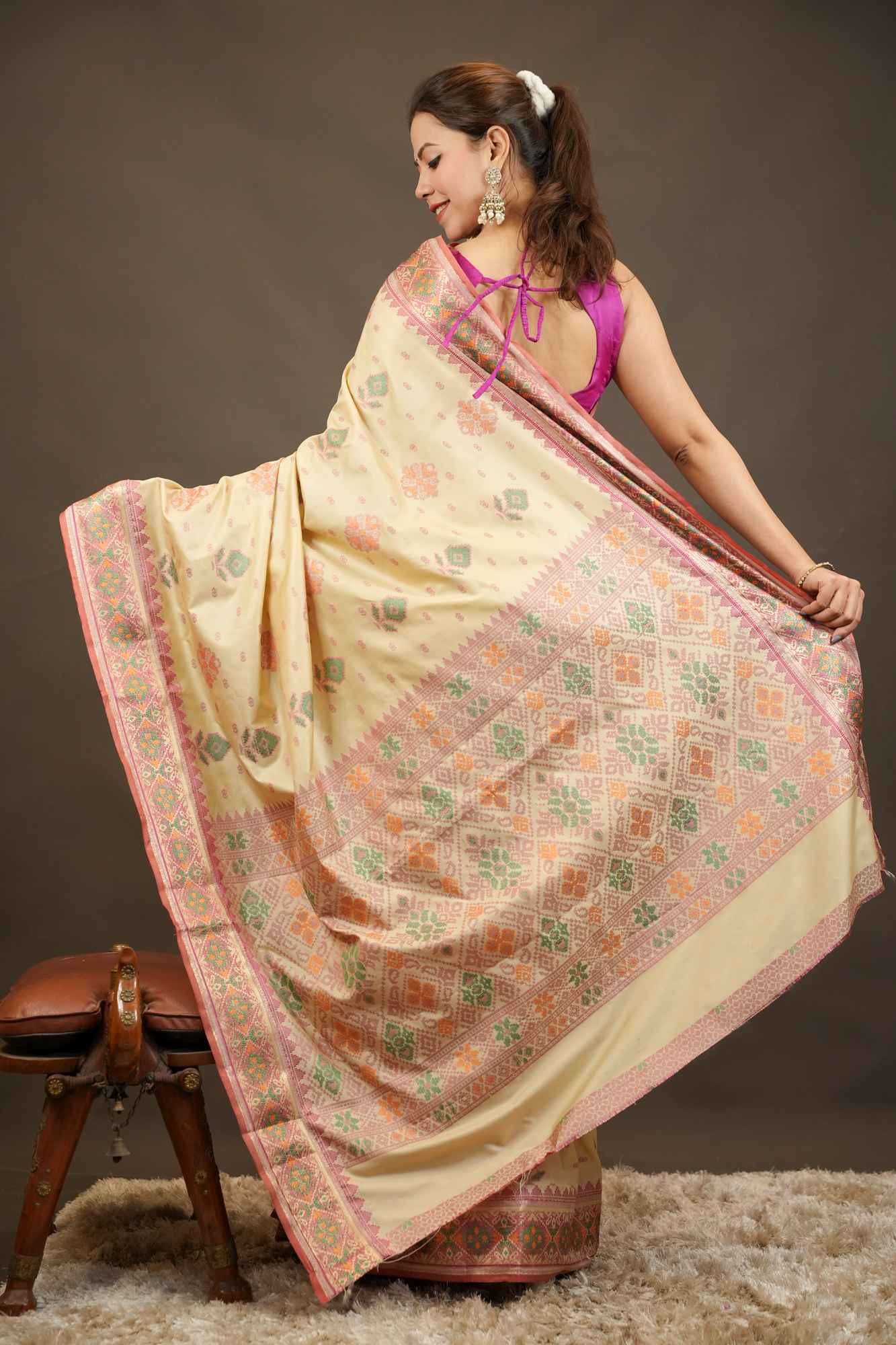 Bengal silk with meenakari weave Ready-to-Wear Saree