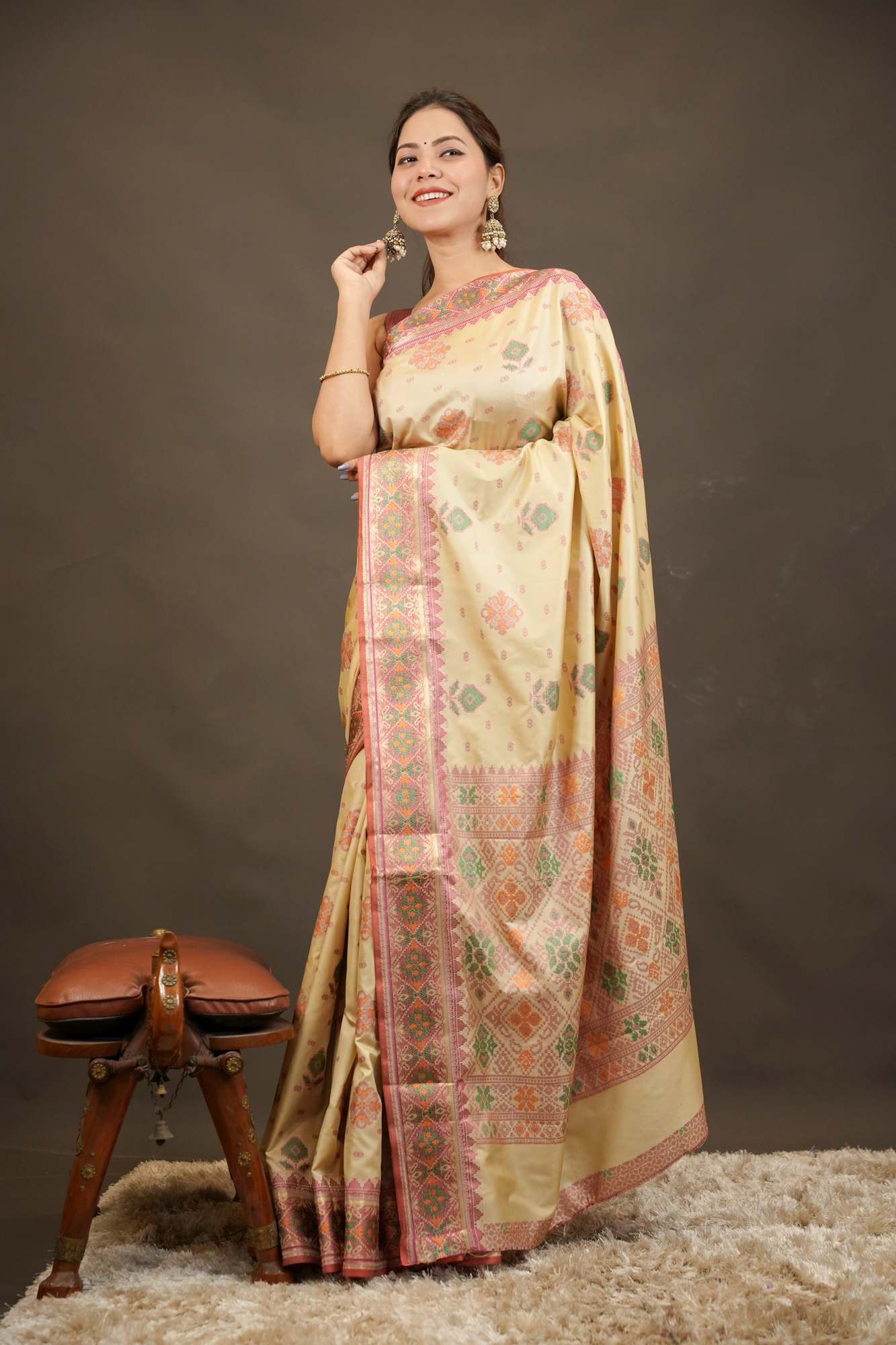 Bengal silk with meenakari weave Ready-to-Wear Saree
