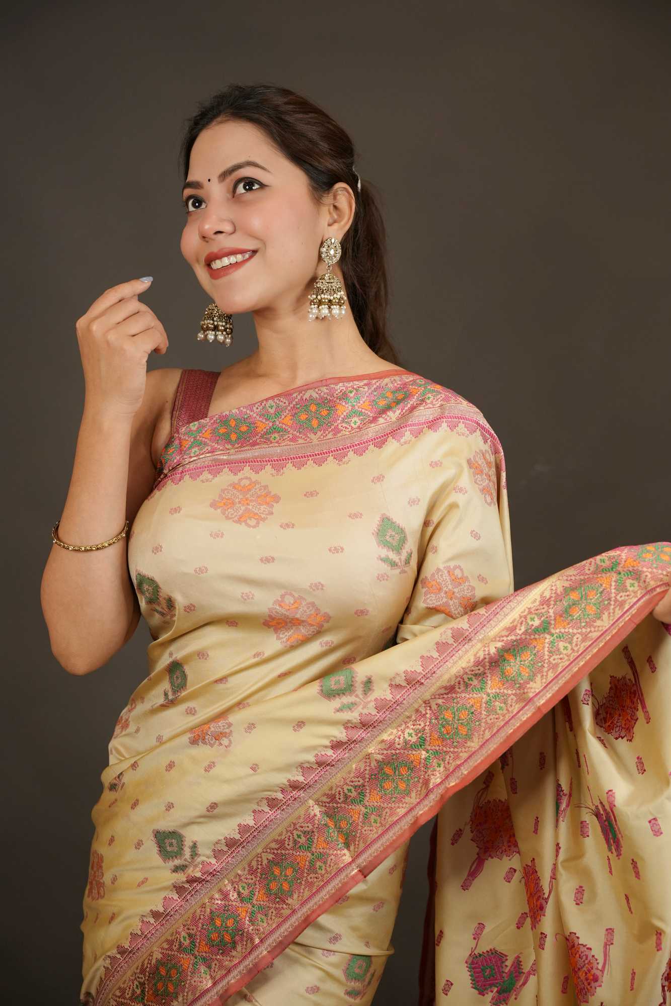 Bengal silk with meenakari weave Ready-to-Wear Saree