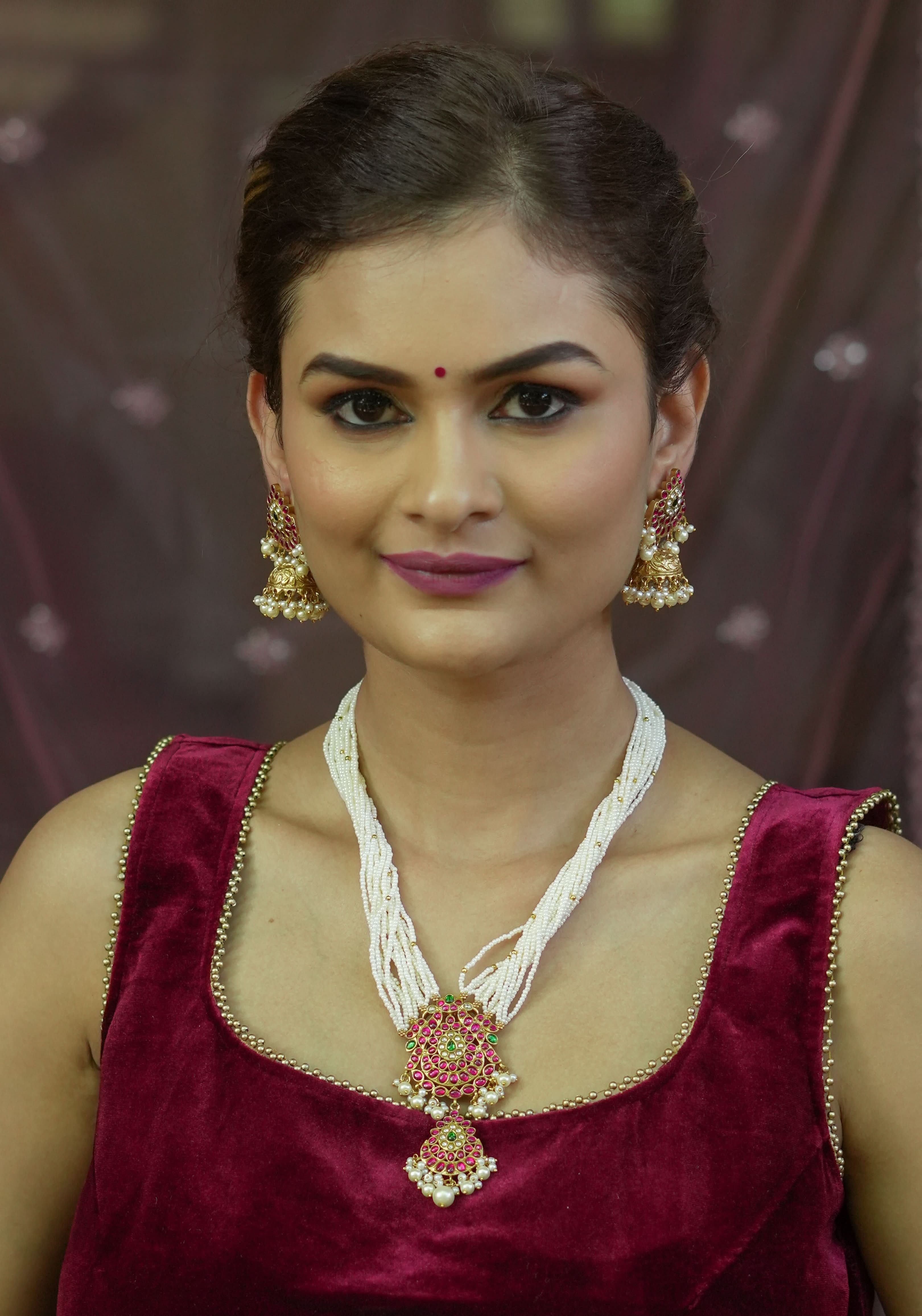 Jadau Twin Peacock Design Multistrand Choker Set with White, Green, Pink stones | Shobitam Jewelry