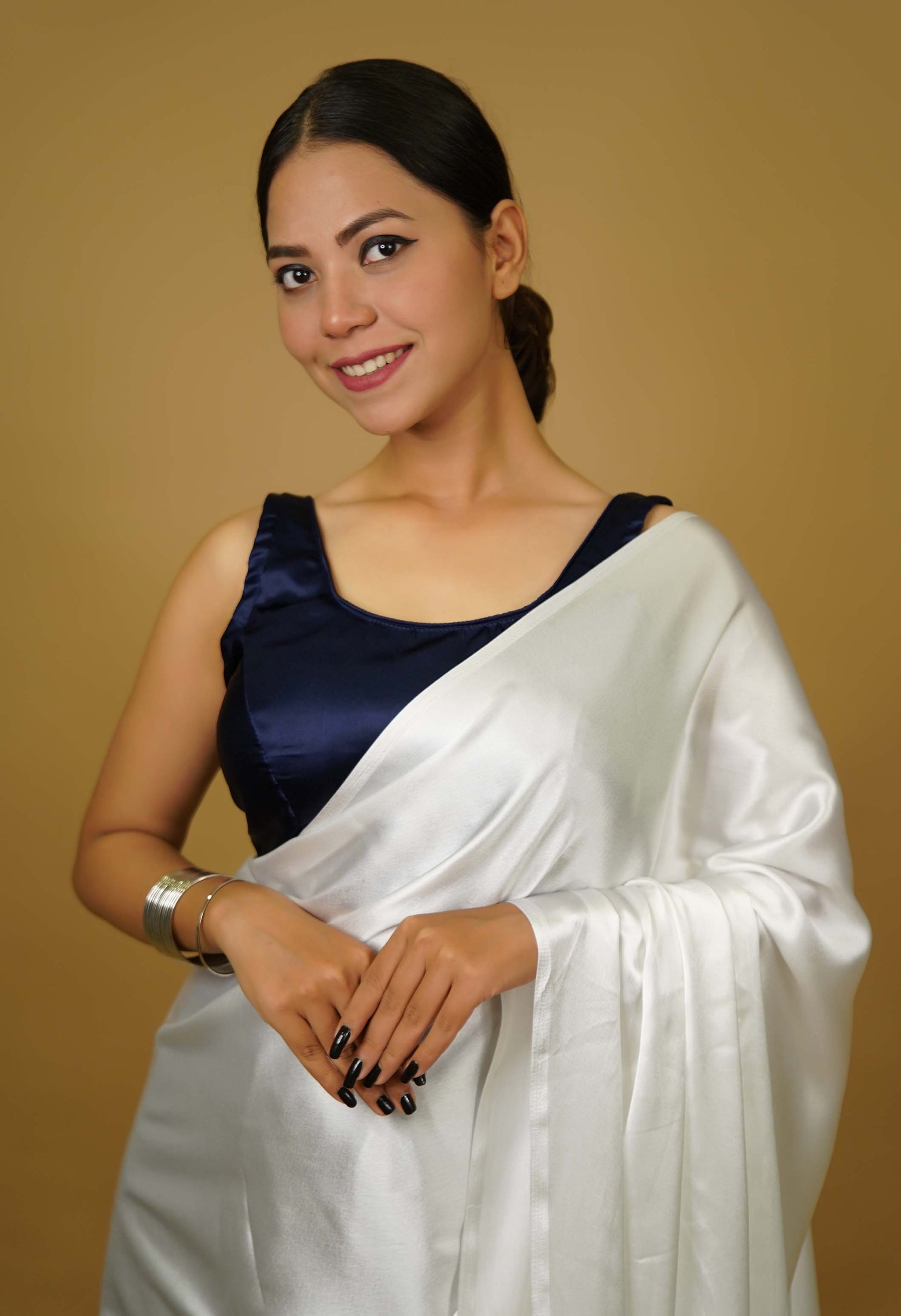 Sleek Black Satin Sleeveless Blouse main image 0