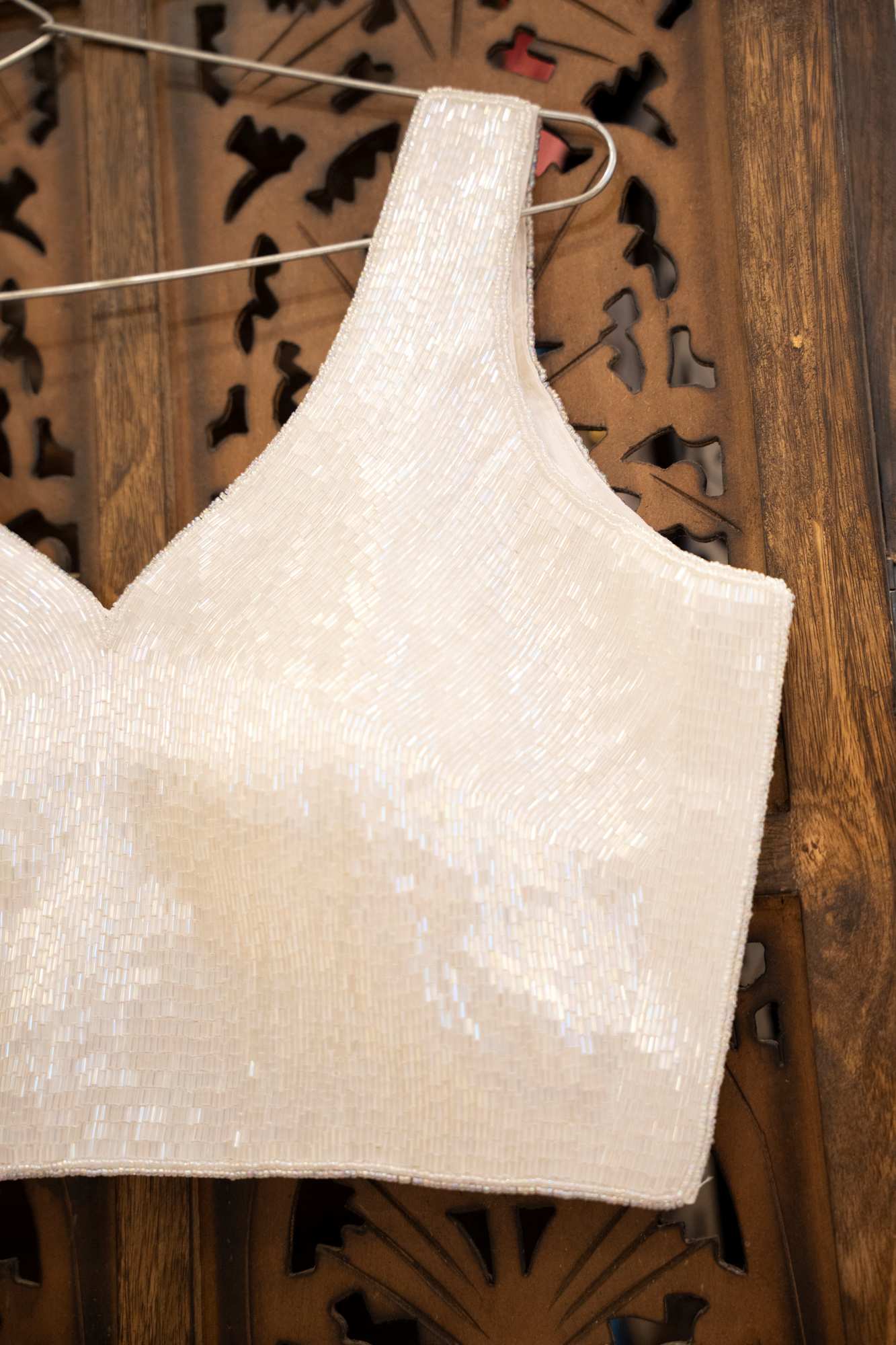 White Hand-Embellished Designer Blouse