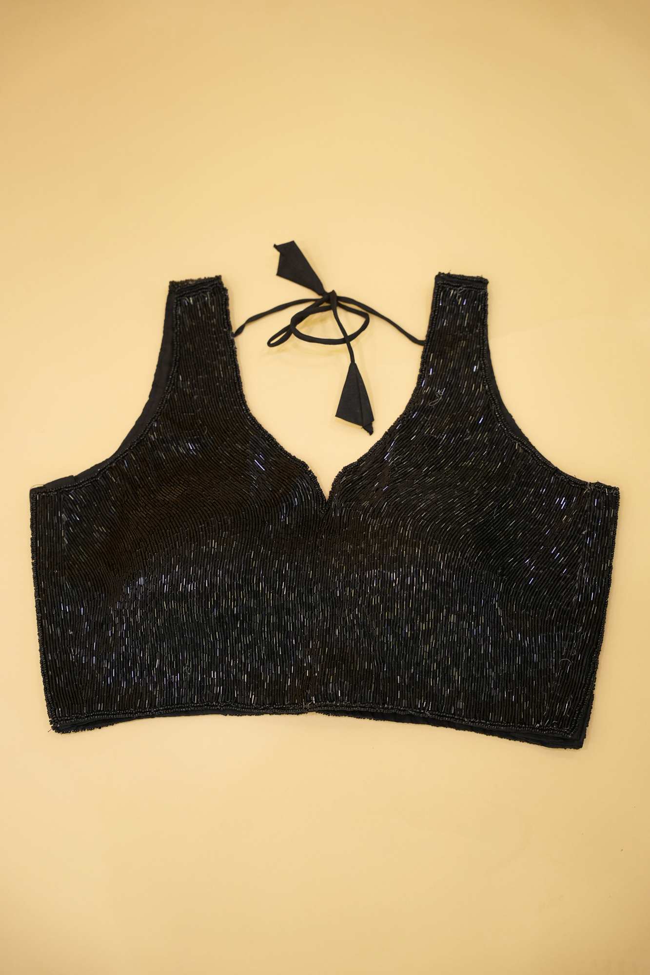 Black Luxe Sequined Party Sleeveless Blouse