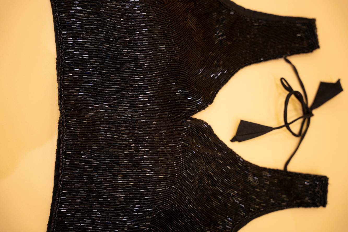 Black Luxe Sequined Party Sleeveless Blouse