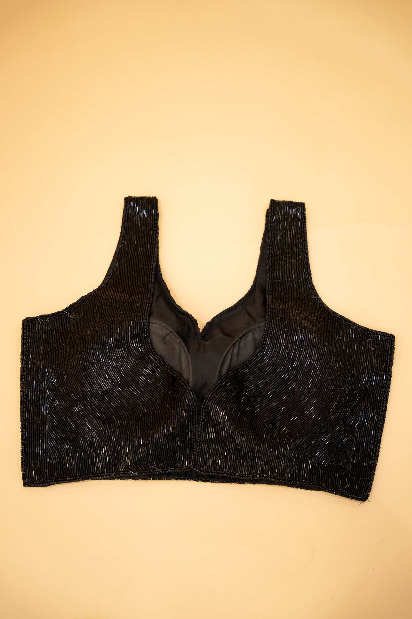 Black Luxe Sequined Party Sleeveless Blouse