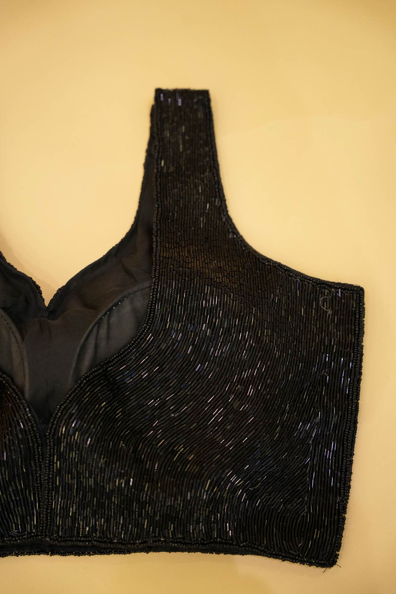 Black Luxe Sequined Party Sleeveless Blouse