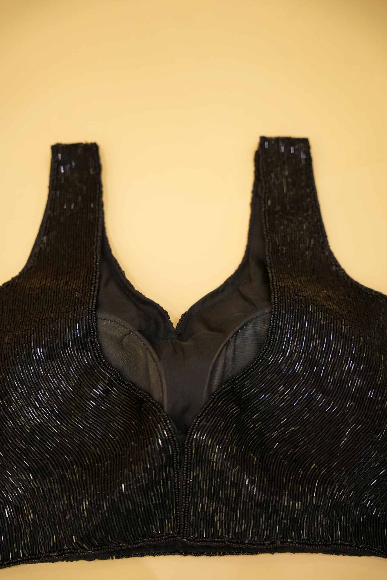 Black Luxe Sequined Party Sleeveless Blouse