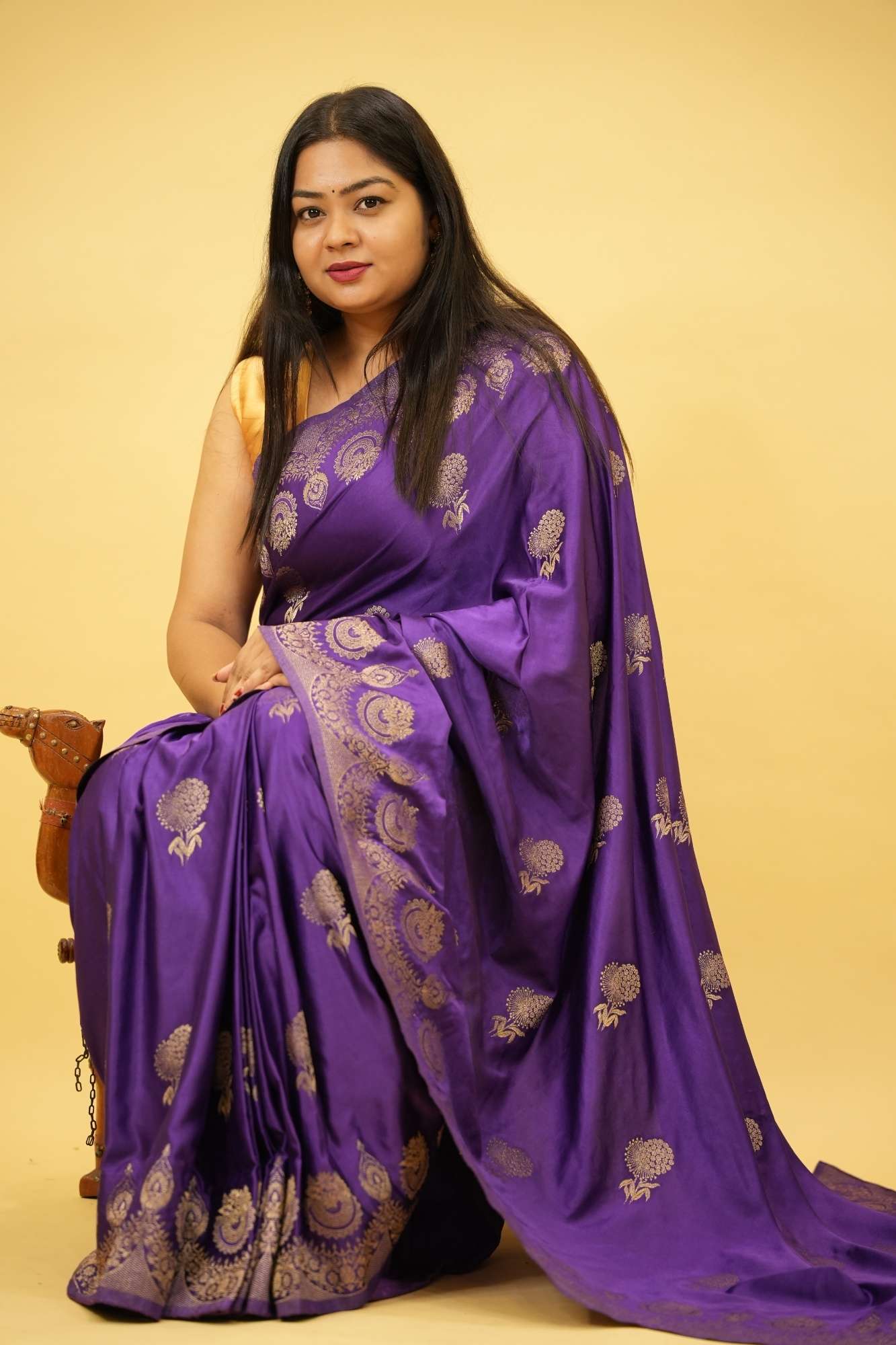 Purple Katan Mashru inspired Silk with Zari Weave Ready to wear Saree