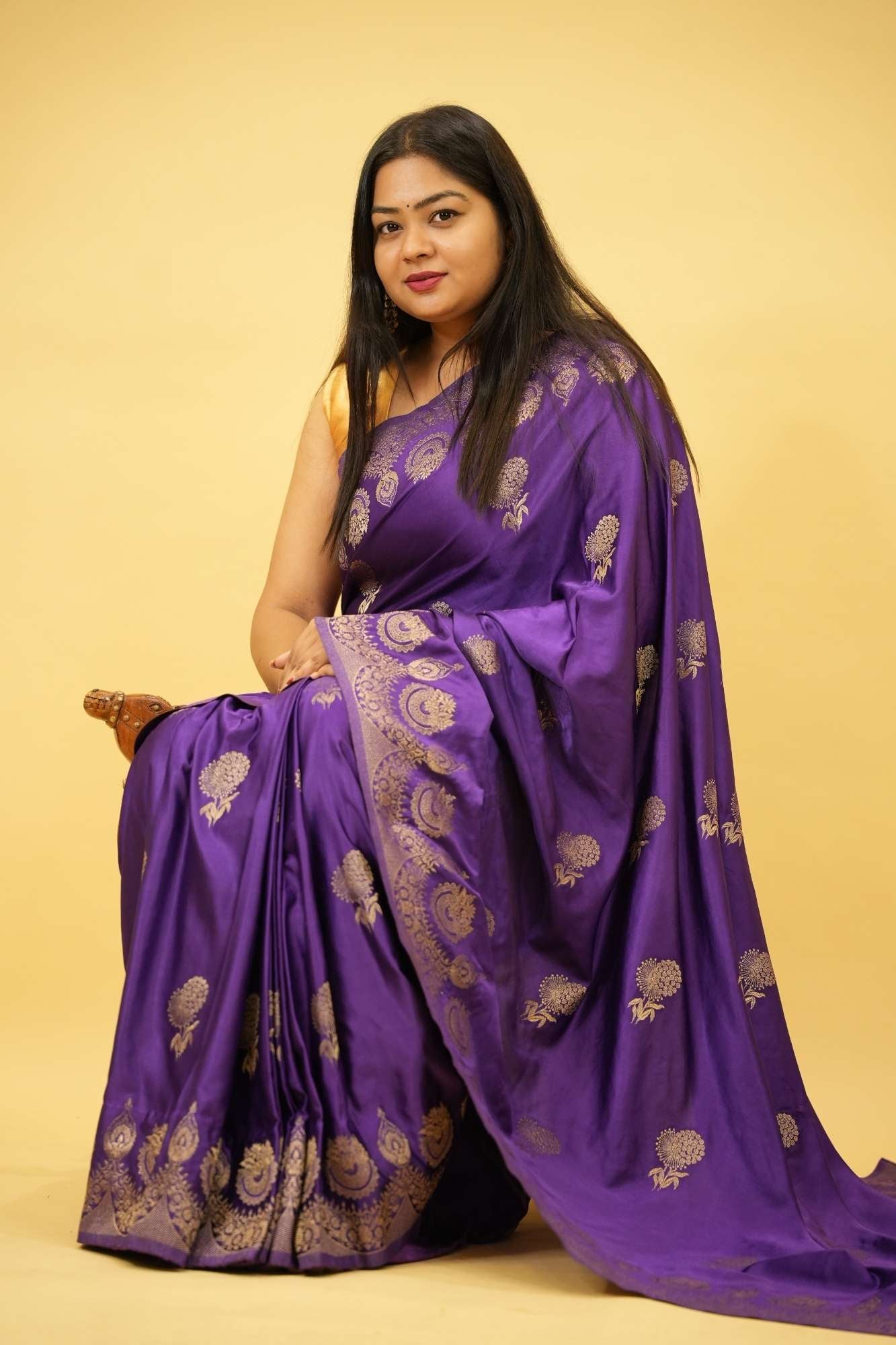 Purple Katan Mashru inspired Silk with Zari Weave Ready to wear Saree