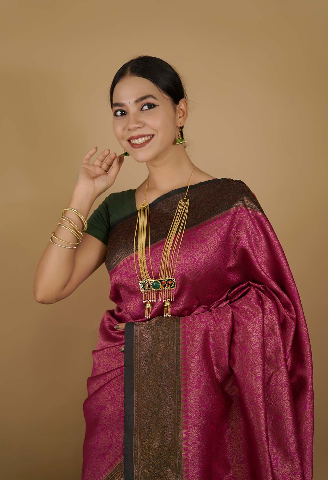 Ready to Wear saree Rich Kanjivaram self weaving pattu Border Wrap in 1 minute saree