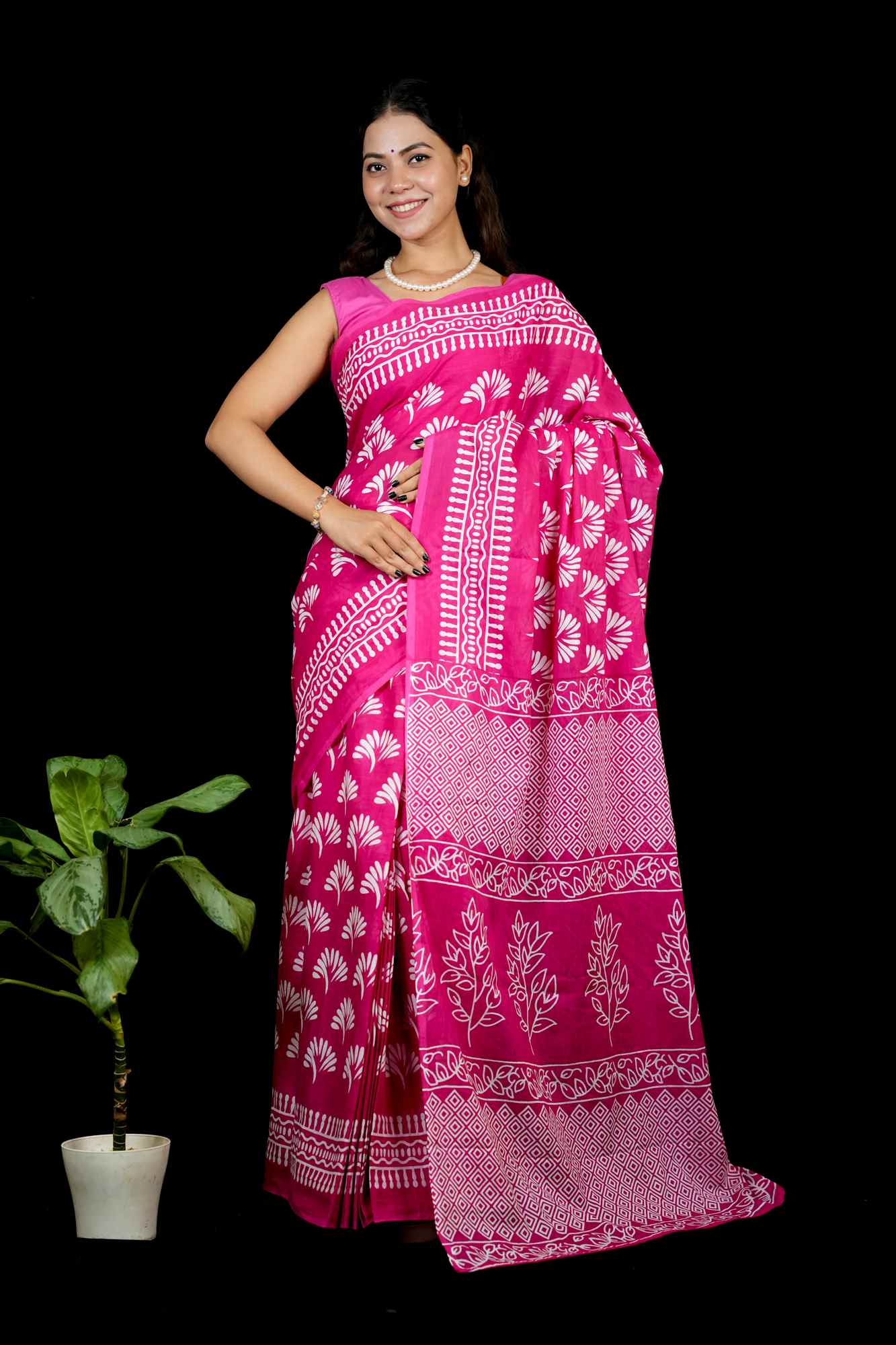 Mulmul Cotton Jaipuri Hand Block Printed Ready to wear Saree