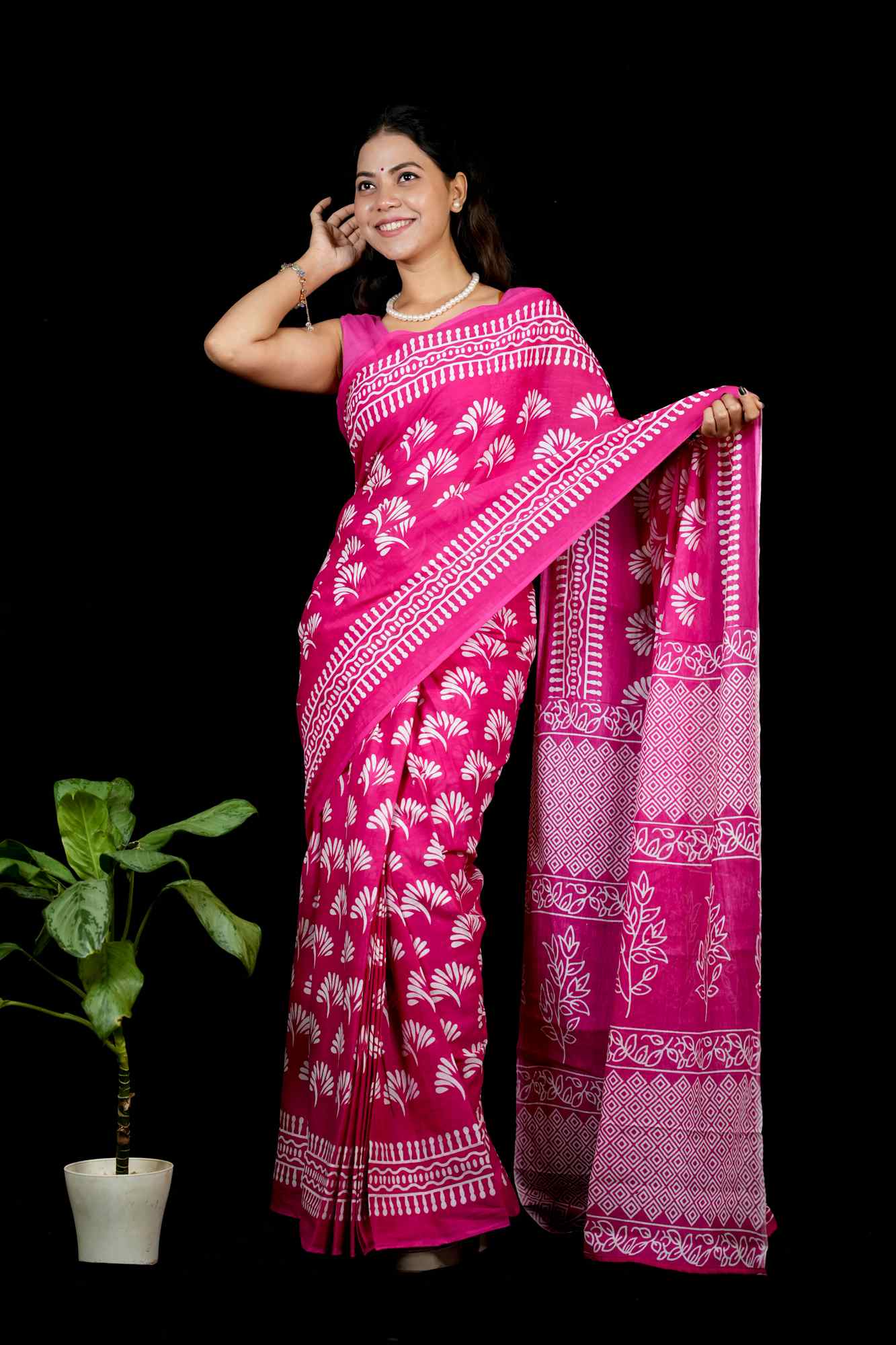 Mulmul Cotton Jaipuri Hand Block Printed Ready to wear Saree