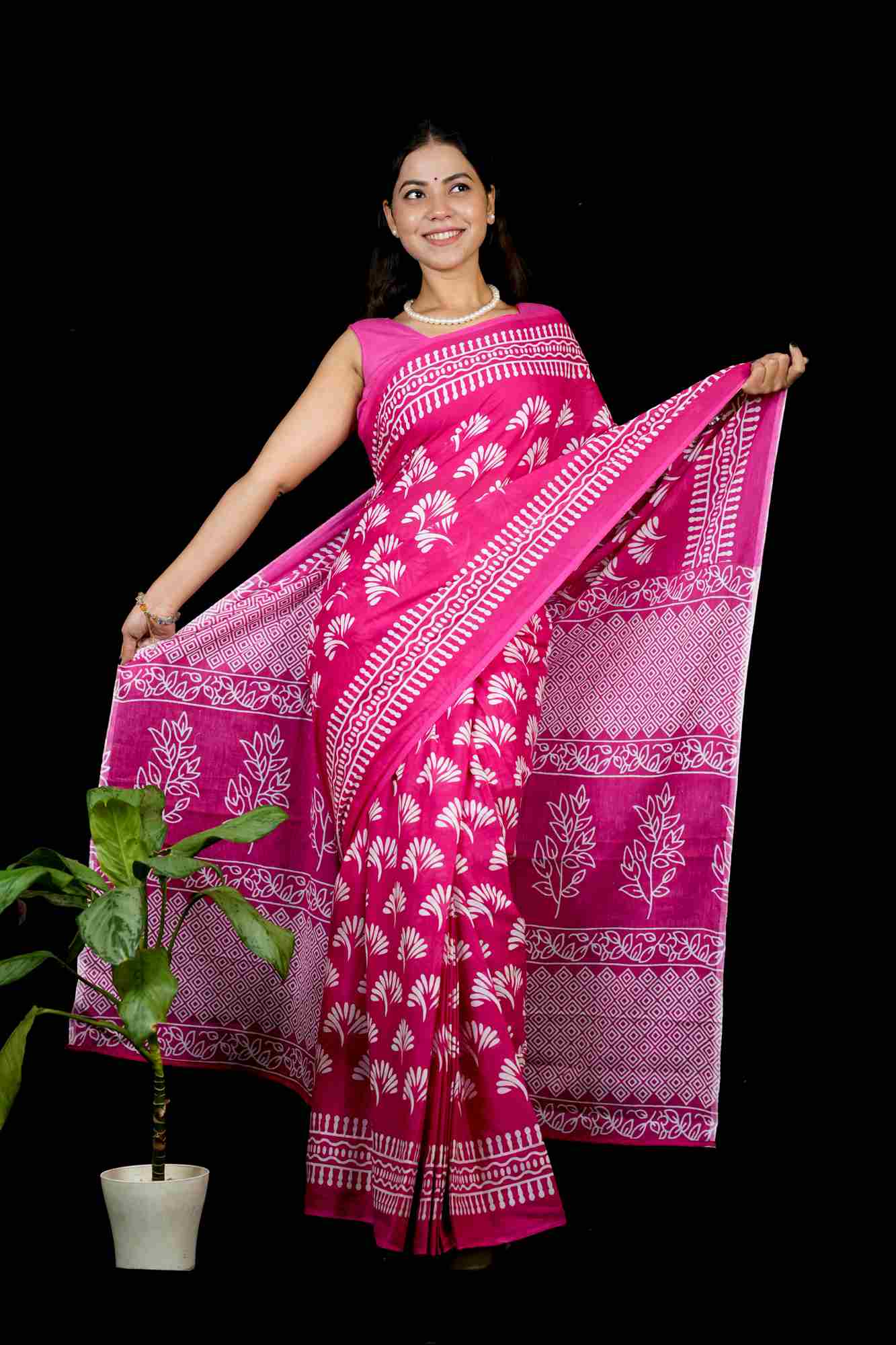 Mulmul Cotton Jaipuri Hand Block Printed Ready to wear Saree