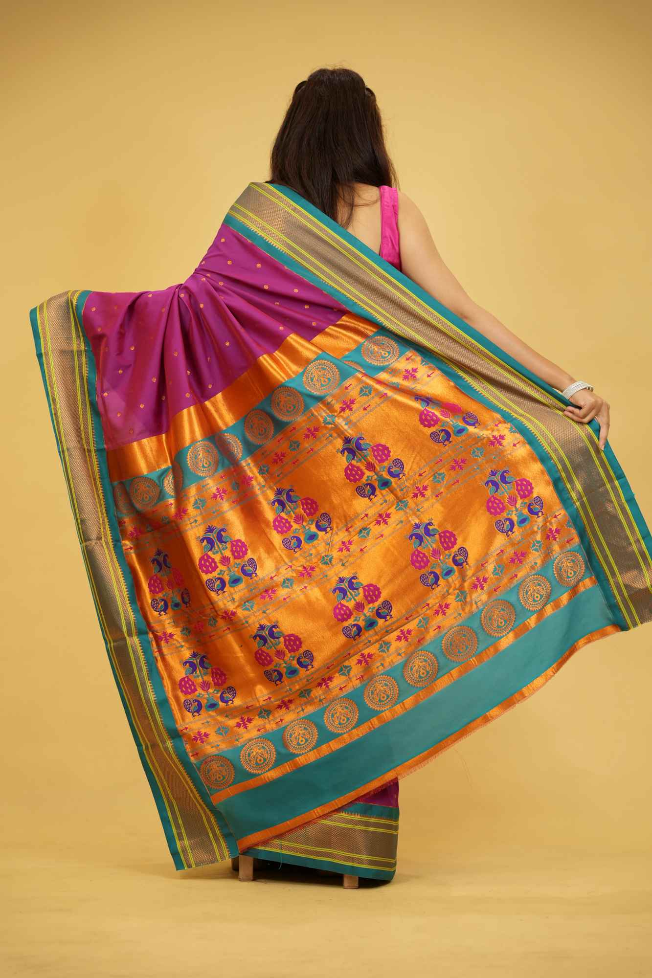 Soft Silk Ready-to-Wear Saree with Jacquard Weaving & Contrast Pallu – Prestitched, All Sizes