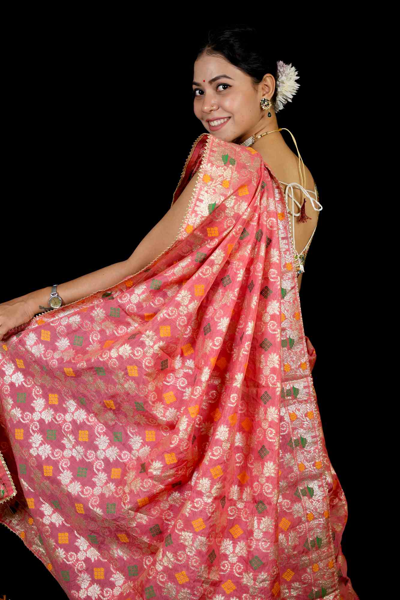 Handcrafted Heart Motif Lehenga with Banarasi Dupatta