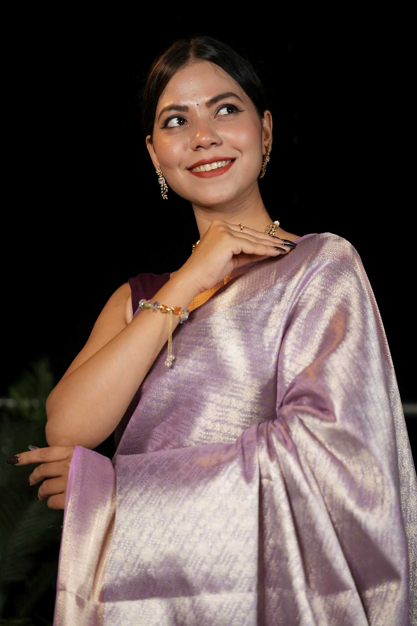 Banarasi soft tissue silk saree with a woven design & vibrant motifs inspired by traditional art and mythology Wrap in 1 Minute Saree