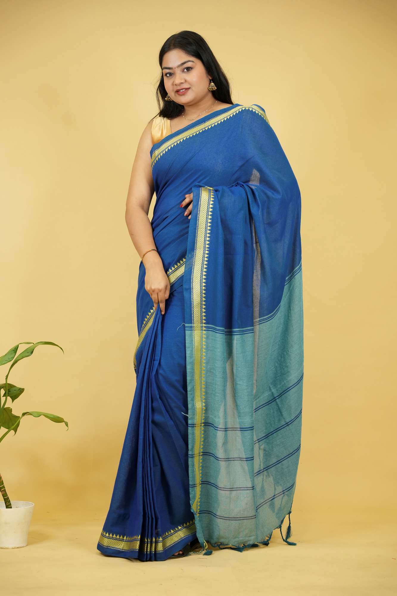 Khadi Cotton with Woven Zari Design Ready To Wear Saree