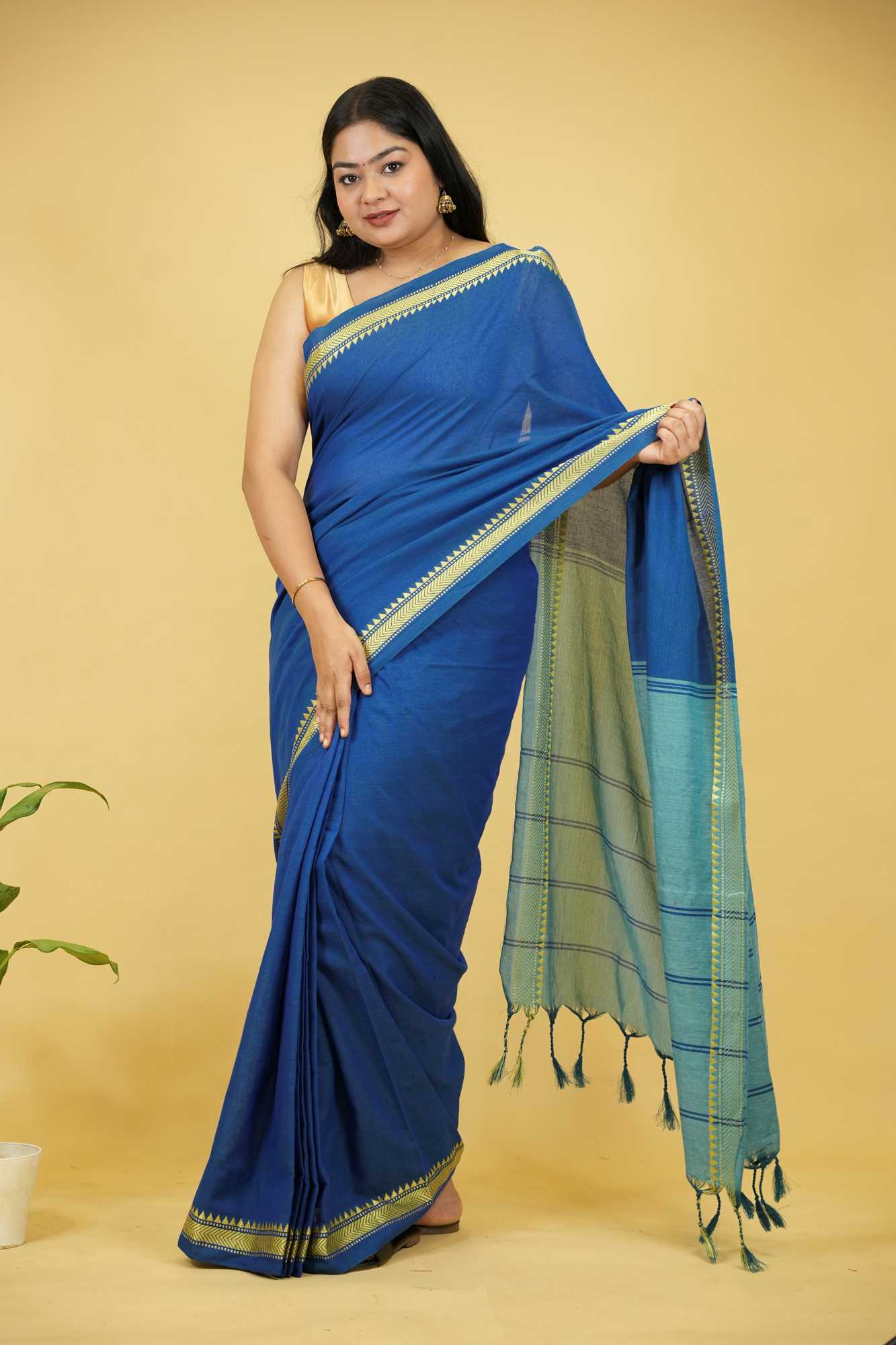 Khadi Cotton with Woven Zari Design Ready To Wear Saree