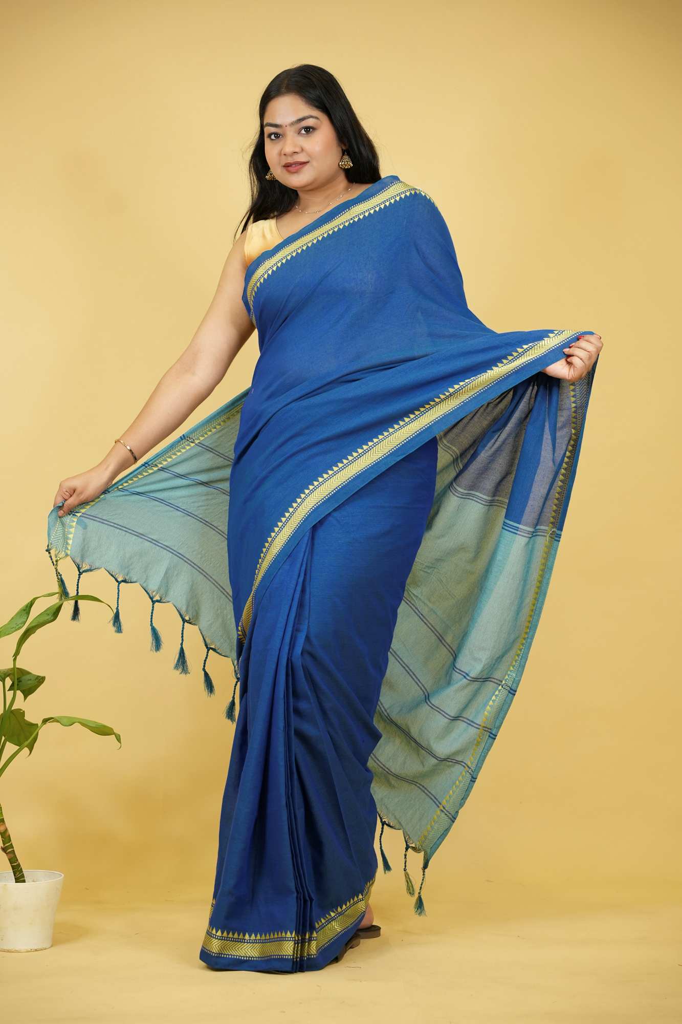 Khadi Cotton with Woven Zari Design Ready To Wear Saree