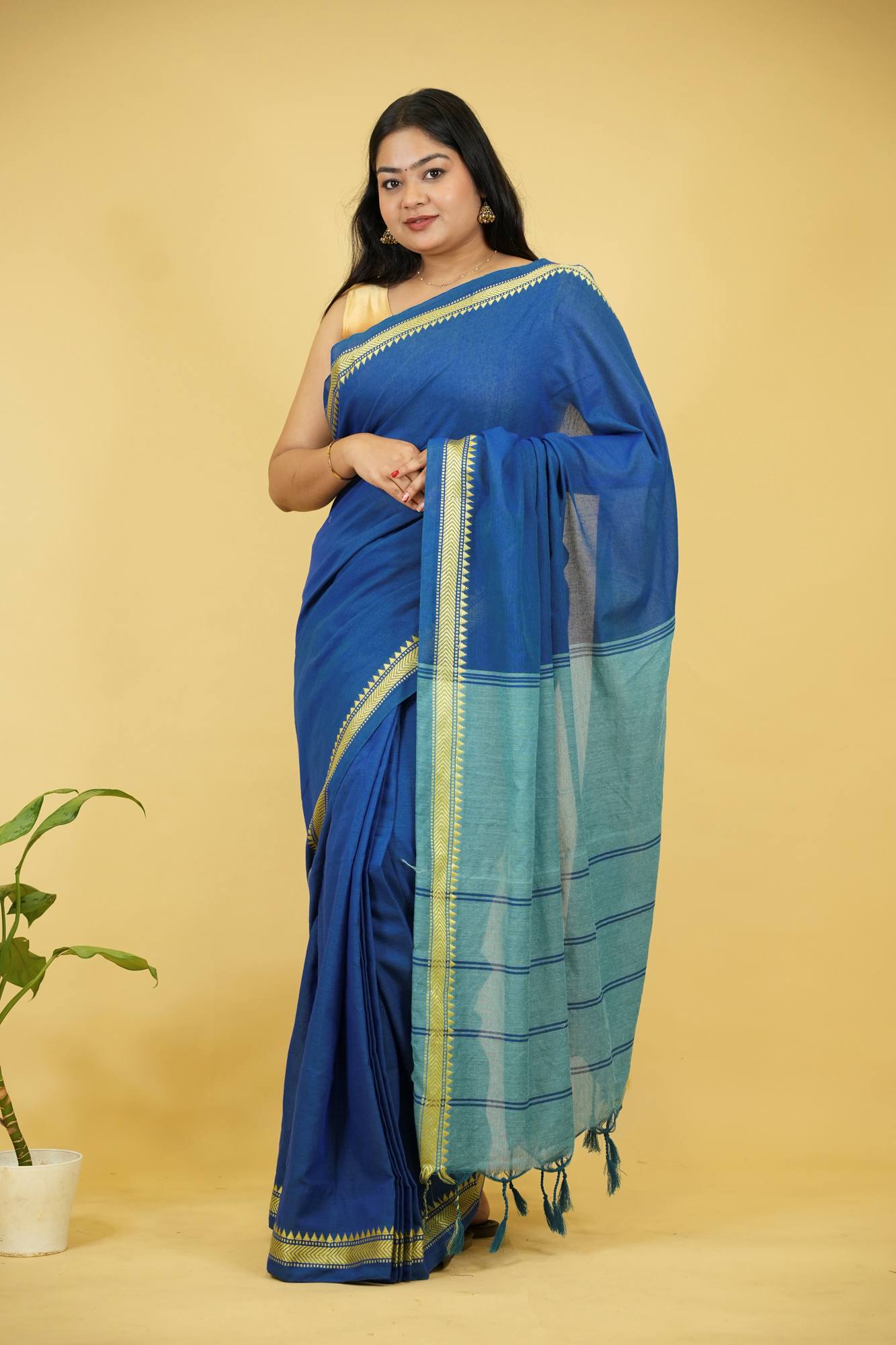 Khadi Cotton with Woven Zari Design Ready To Wear Saree