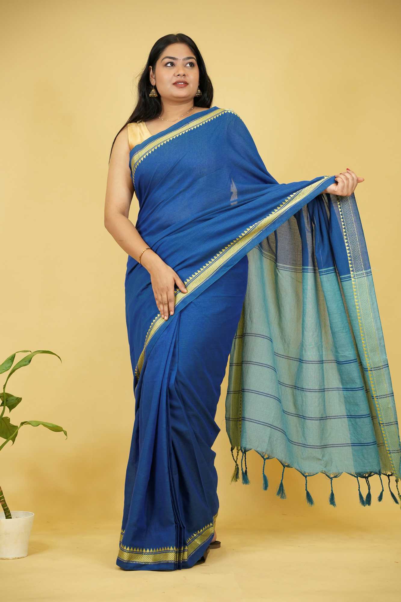 Khadi Cotton with Woven Zari Design Ready To Wear Saree