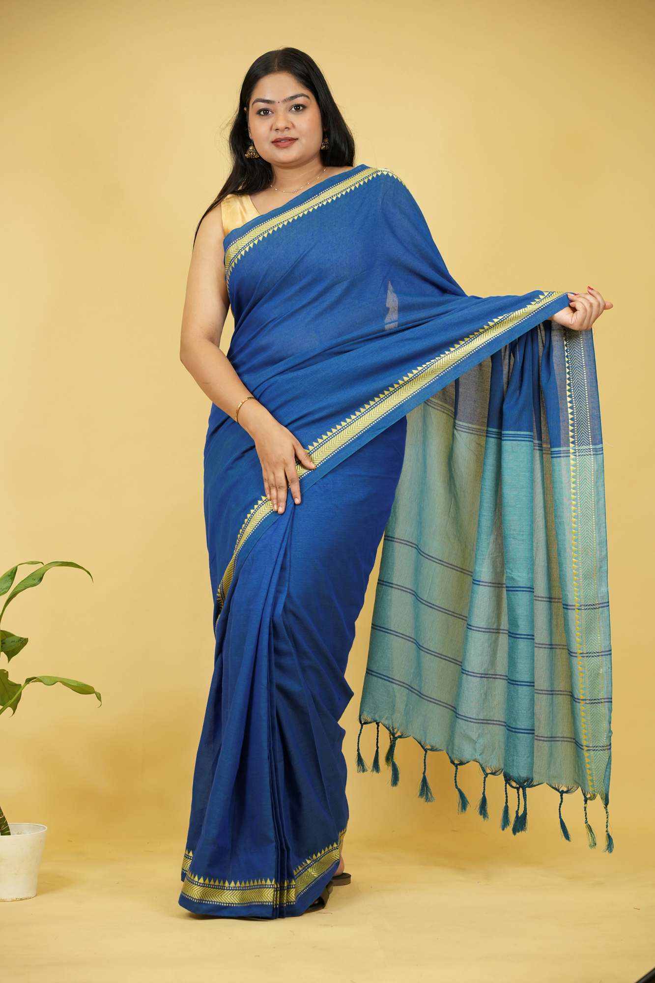 Khadi Cotton with Woven Zari Design Ready To Wear Saree