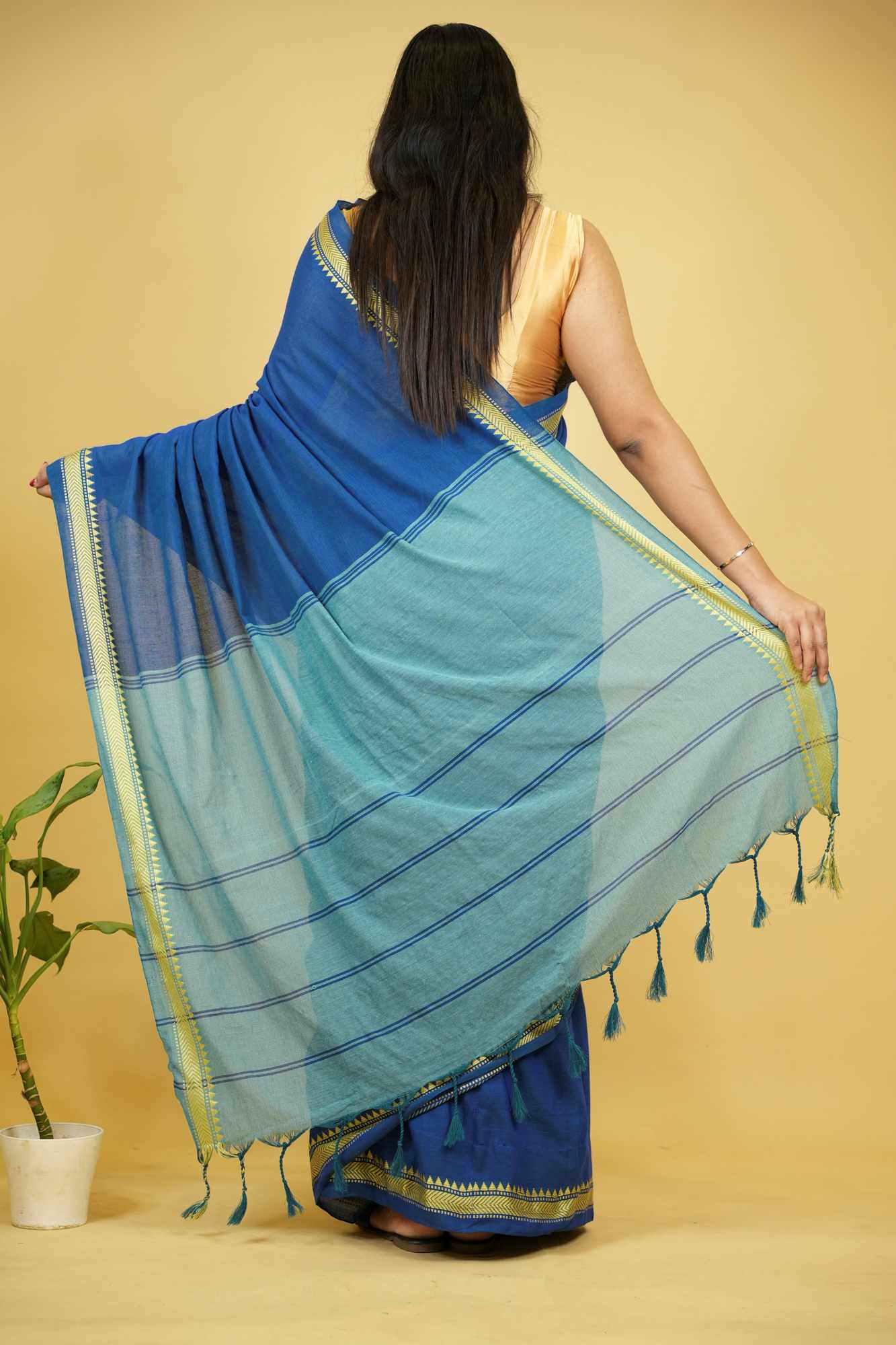 Khadi Cotton with Woven Zari Design Ready To Wear Saree