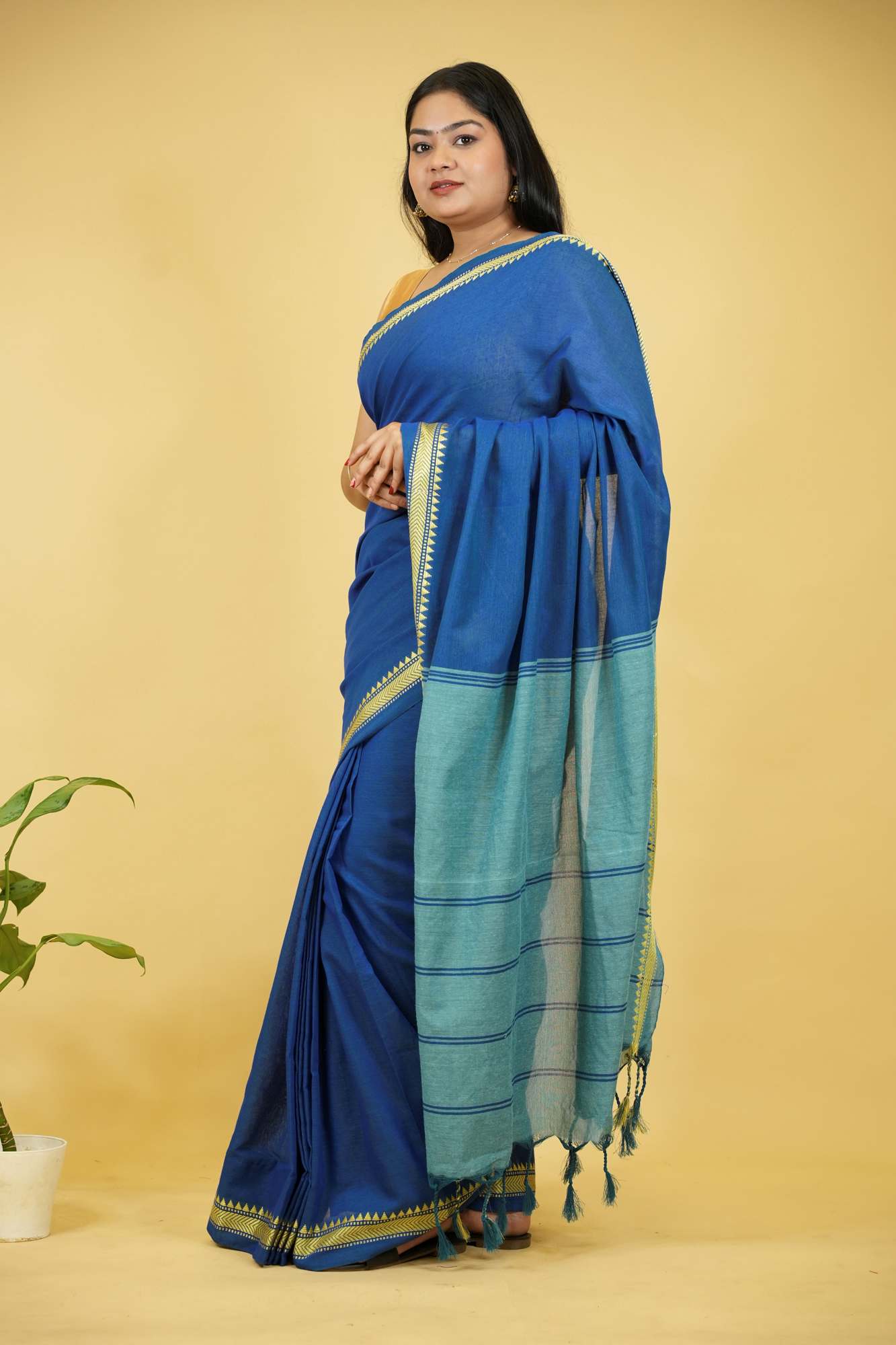 Khadi Cotton with Woven Zari Design Ready To Wear Saree