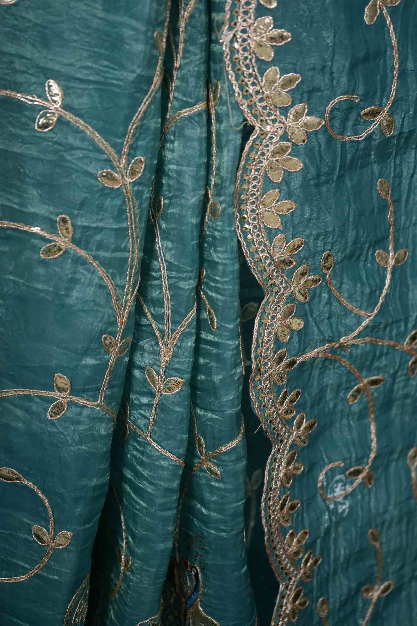 Overall beautiful Embroidery Crush Silk with Zari Weave Ready to wear Saree