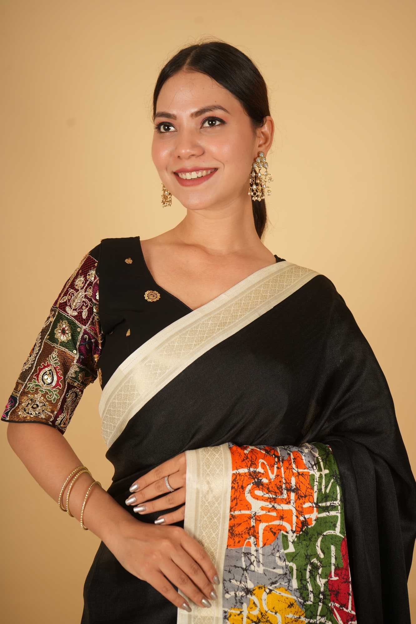 Black Georgette with Handwork Embroidery Ready to Wear Blouse